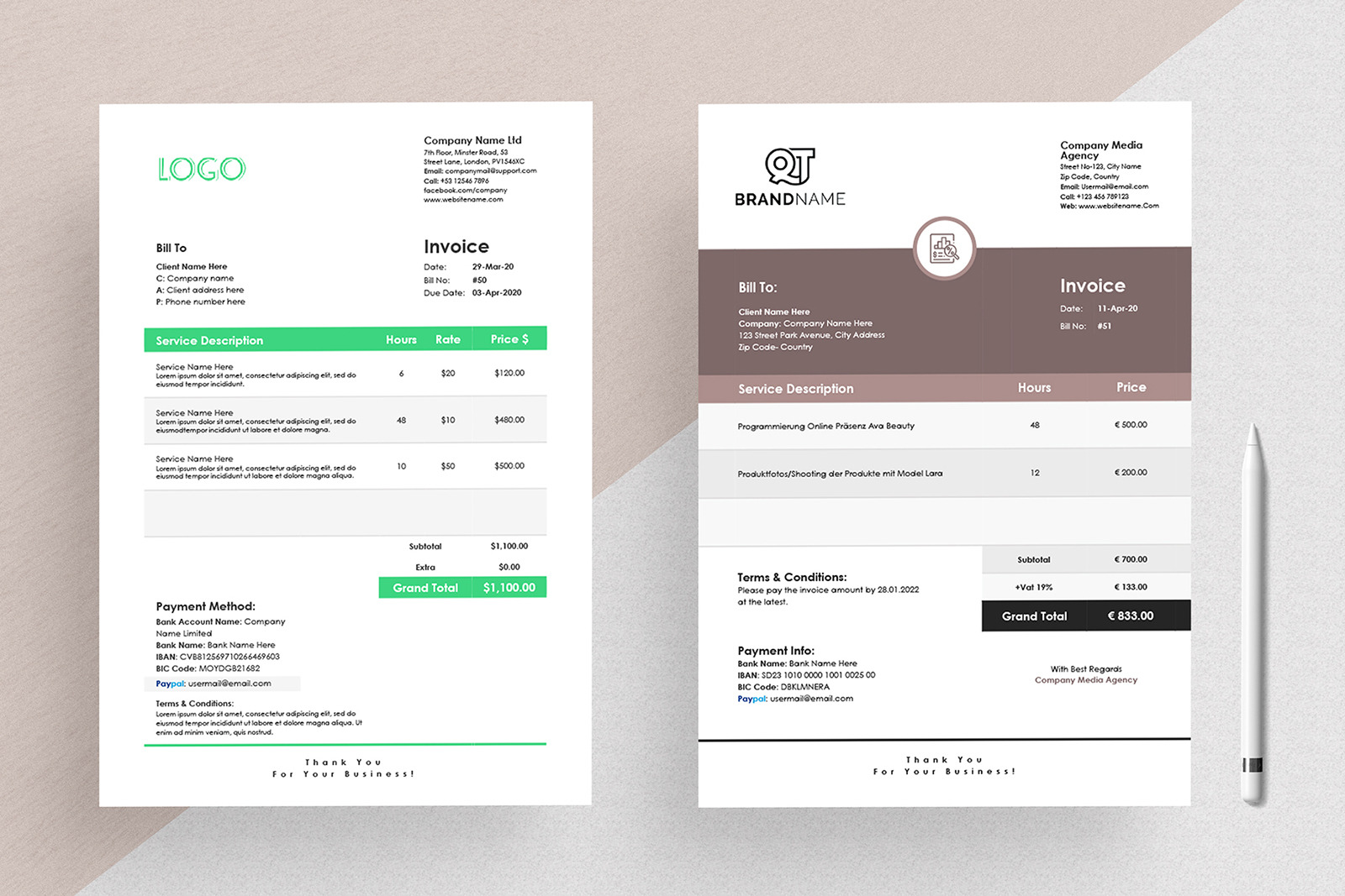 Simplex - Auto Calculation Invoice Quotation Template With Google Docs ...