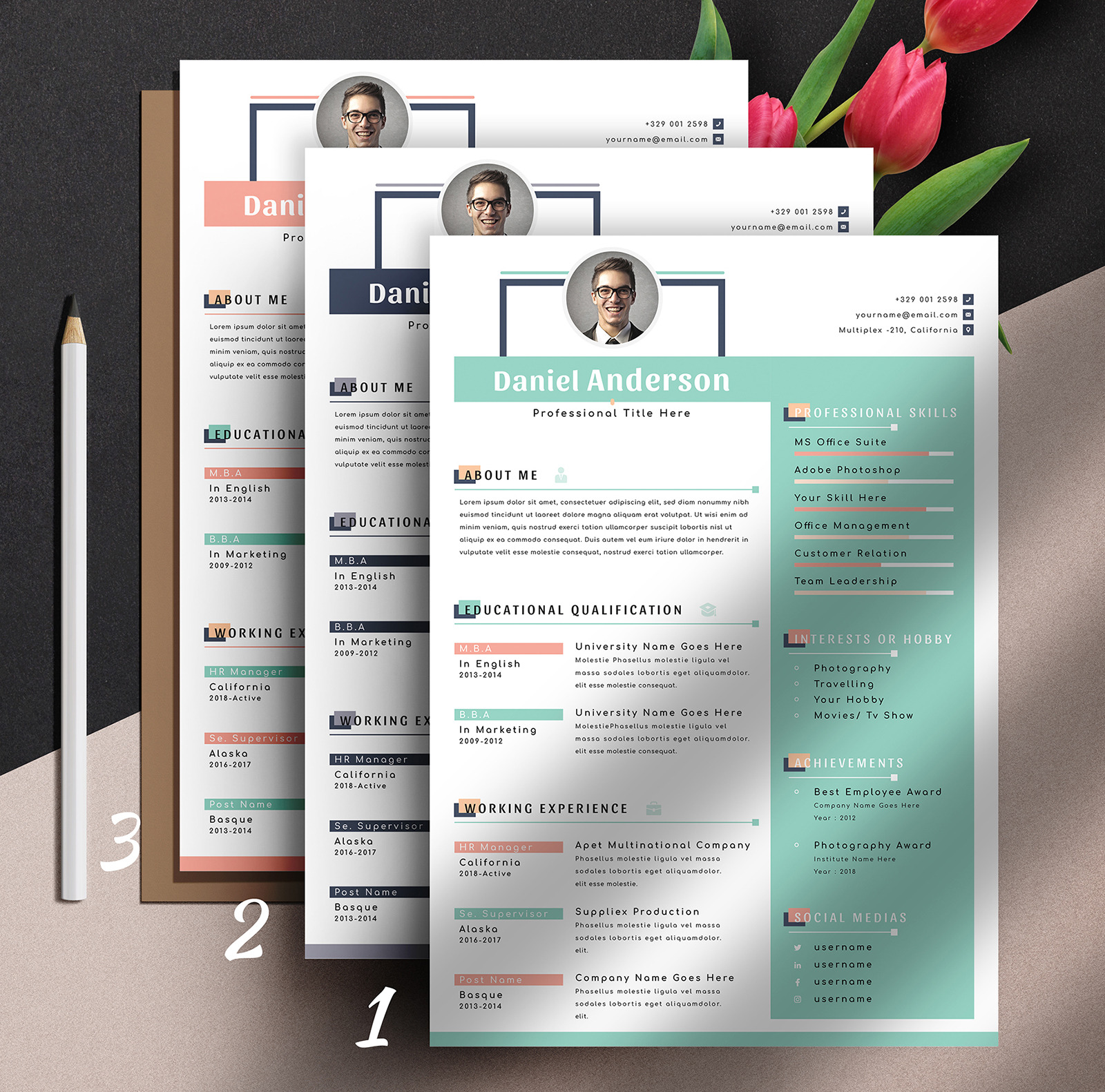 Clean & Professional Editable Cv Resume Template With Ms Word Apple Pages