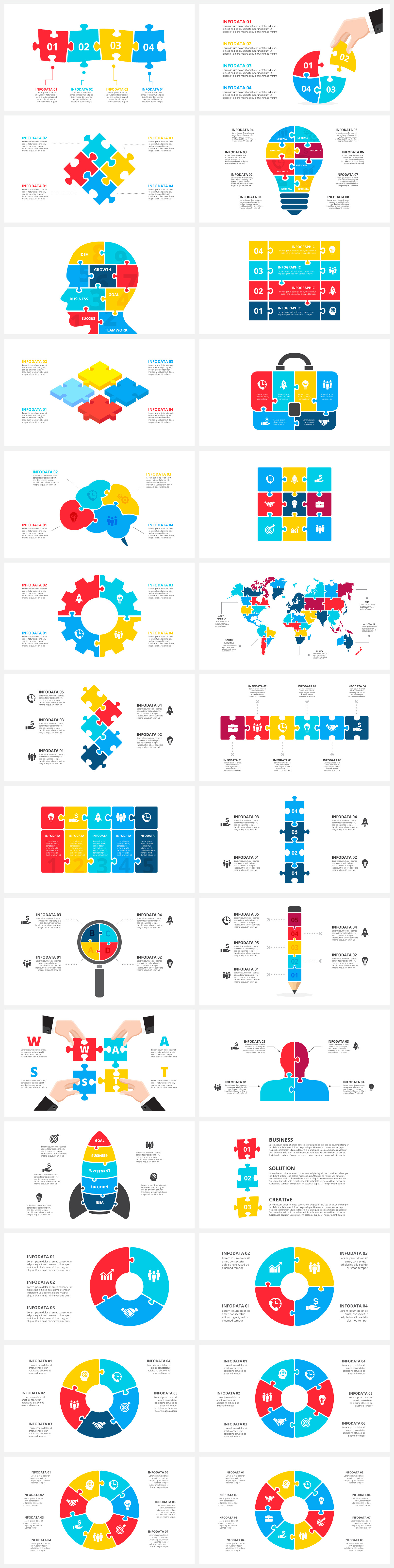 Puzzle Animated Infographics PowerPoint template