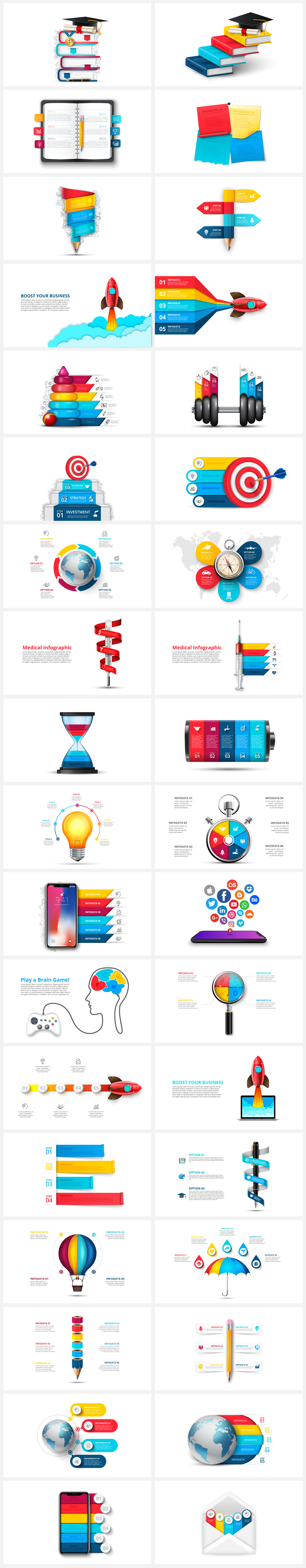 Realistic Animated Infographic Presentations PowerPoint template