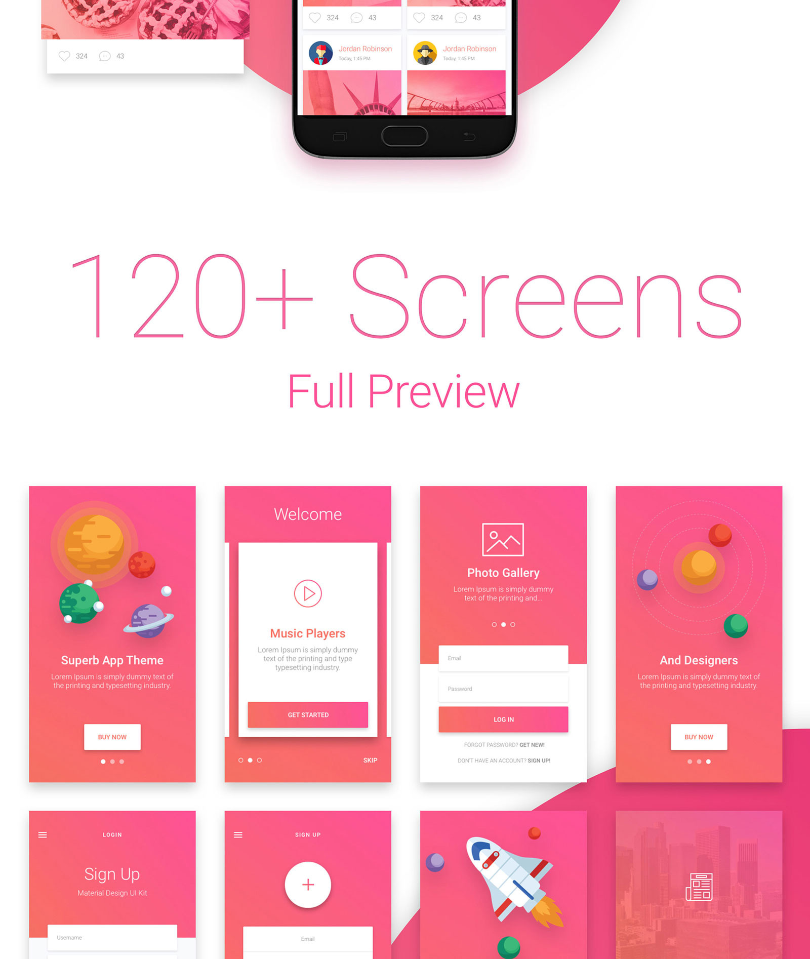 Material Design Mobile UI Kit for Sketch, Adobe Xd and Adobe