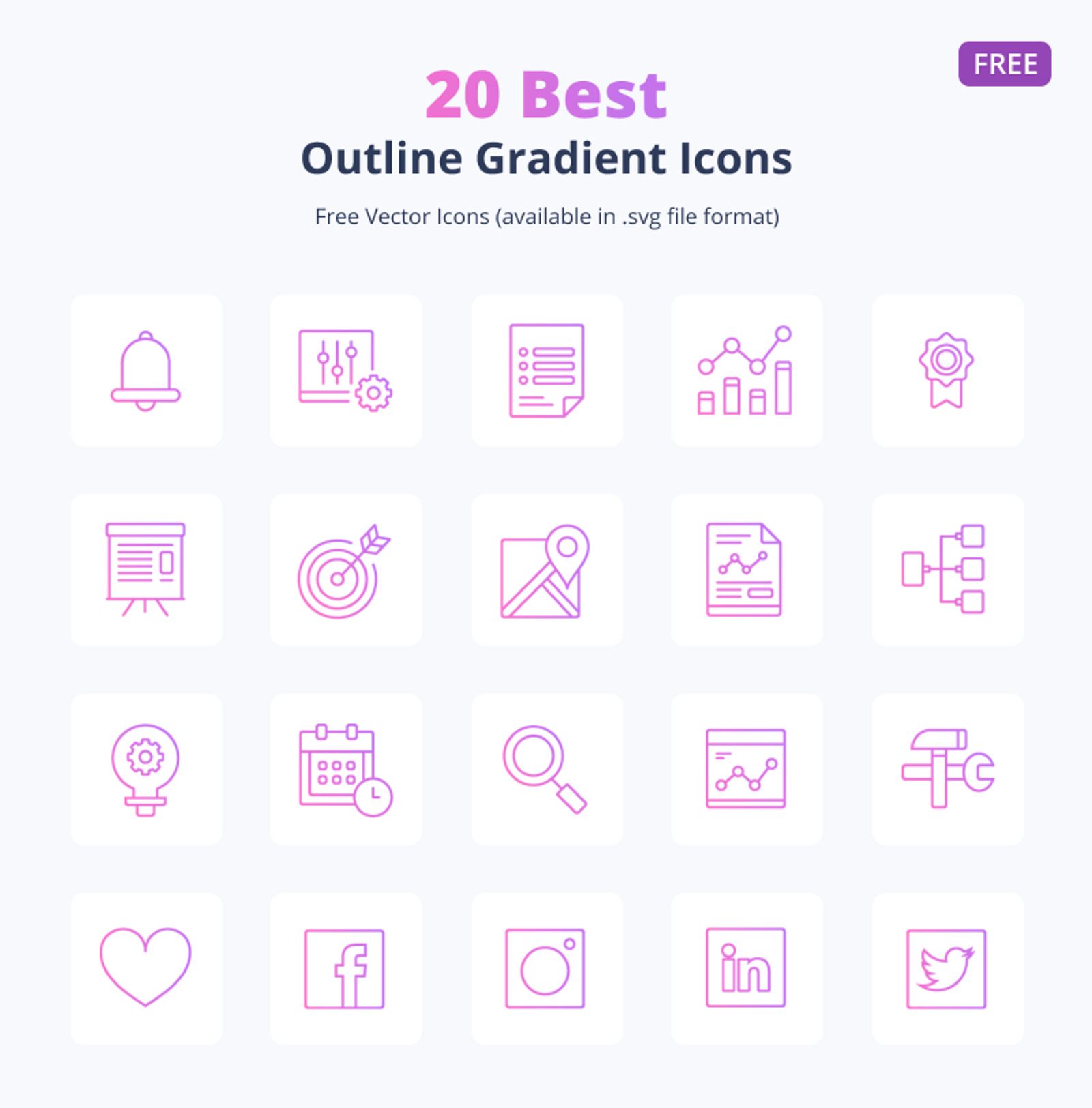 20 Free Outline Gradient Icons Set #145752 - TemplateMonster