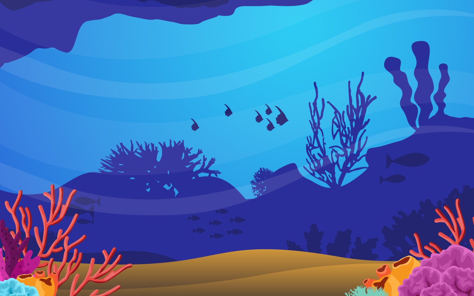 Marine Coral Reef Illustration 125134 TemplateMonster