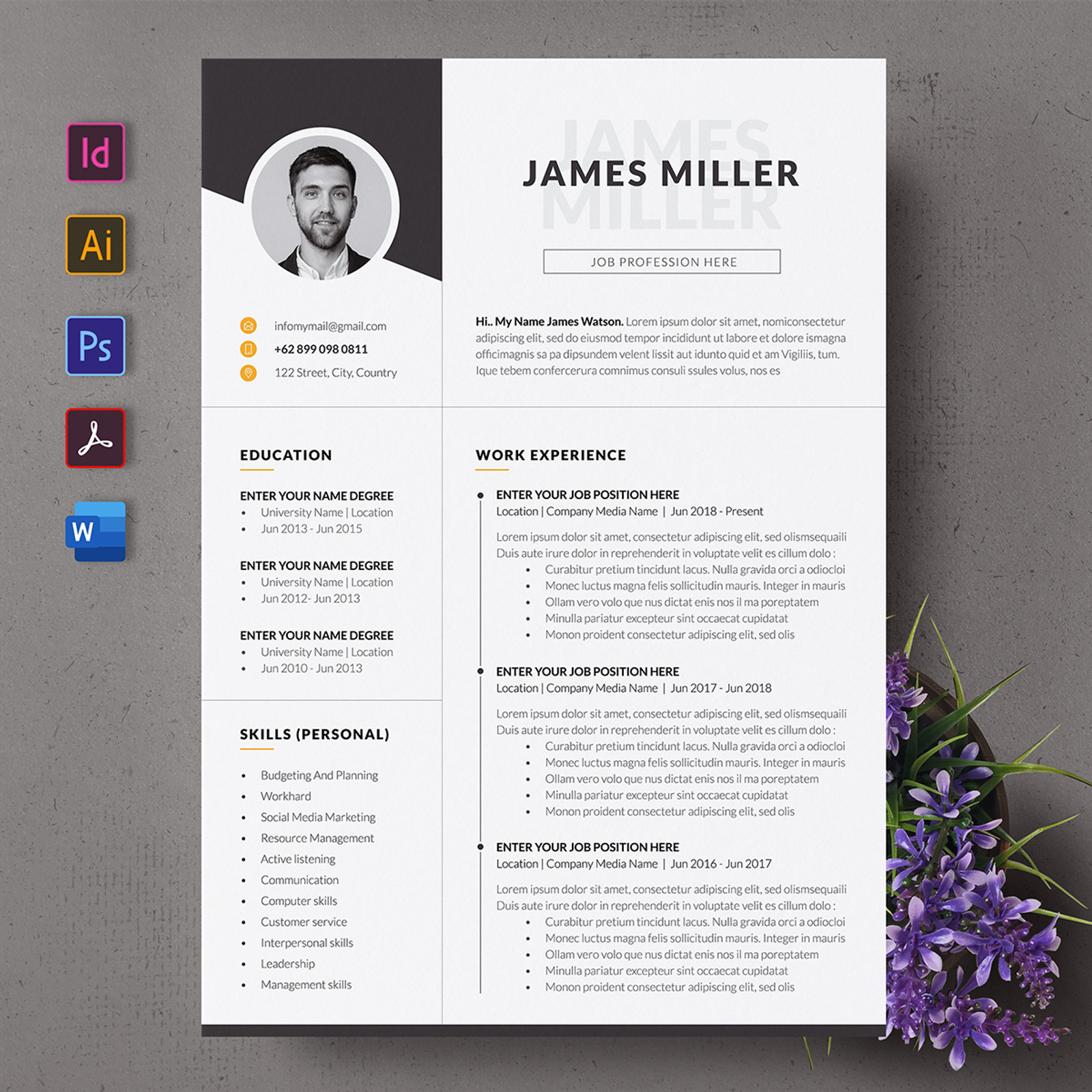 Creative CV Resume Template #124495 - TemplateMonster
