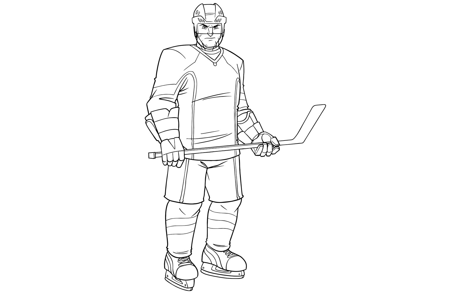 Hockey Player Line Art Illustration TemplateMonster