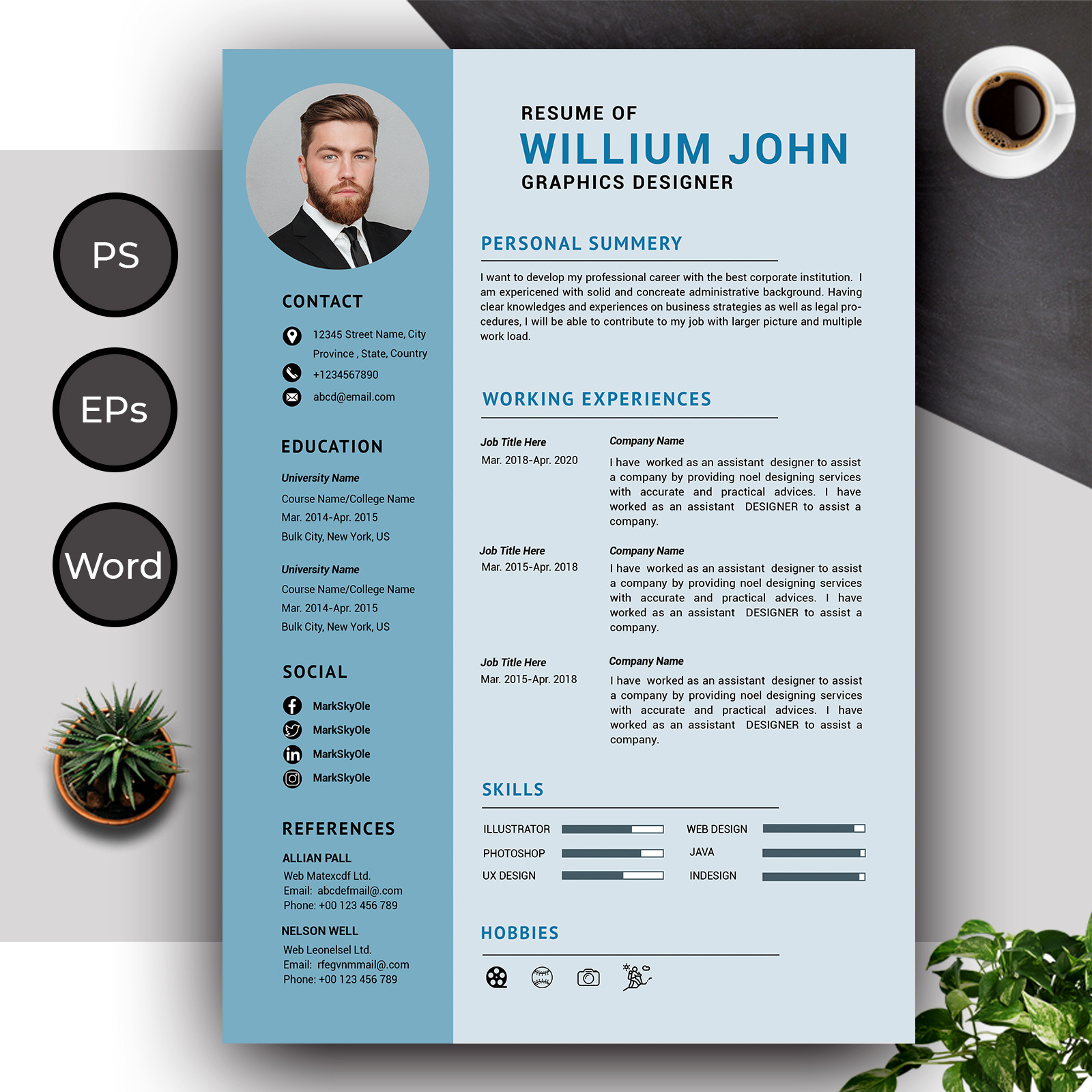 Resume Template of Willium John Creative And Complete CV Template