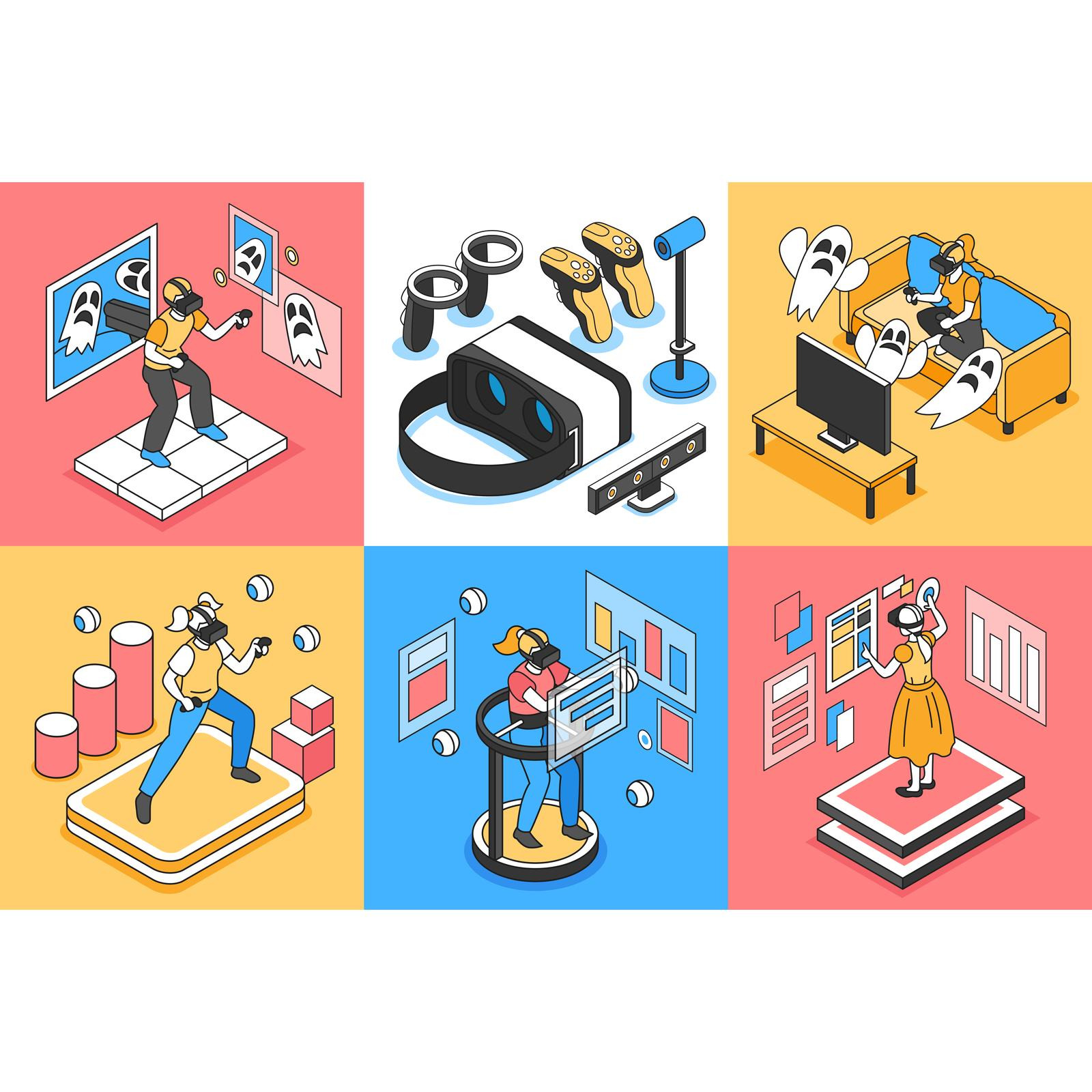 Isometric Virtual Reality Vr Design Concept 200912135 Vector ...