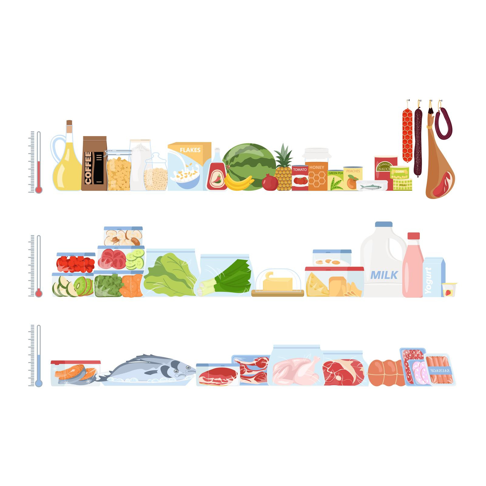 Food Storage Set Flat Vector Illustration Concept