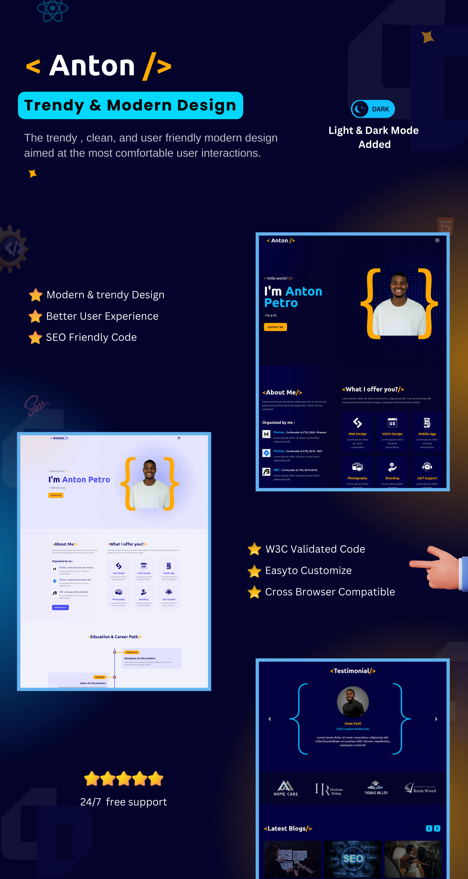 Anton - Versatile Portfolio HTML Template for Developers, Designers ...