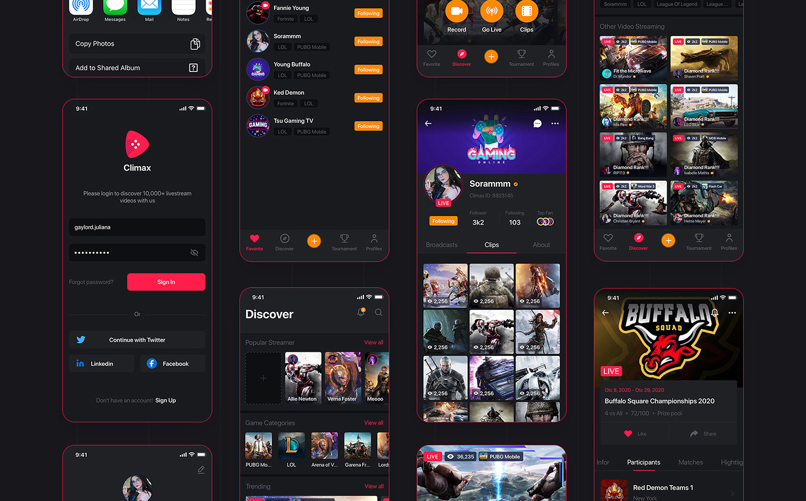 Climax Live Game Streaming UI Kit 189167 TemplateMonster