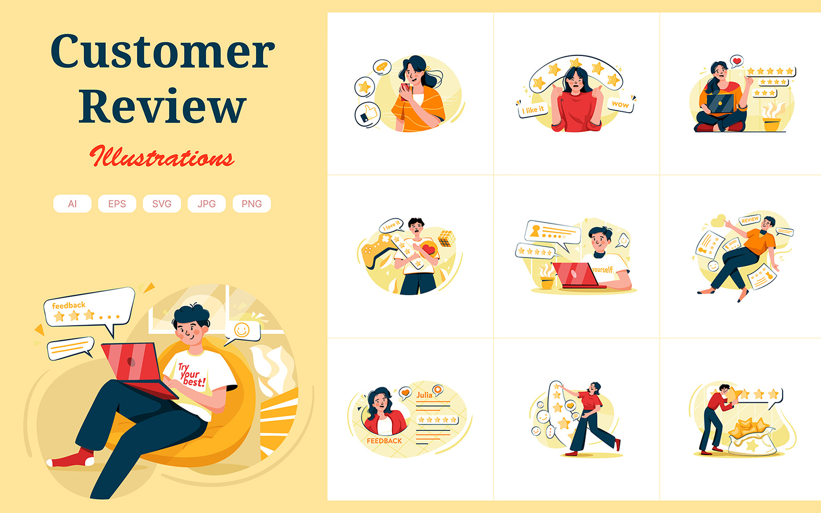 M359 - Customer Review Illustration Pack - TemplateMonster