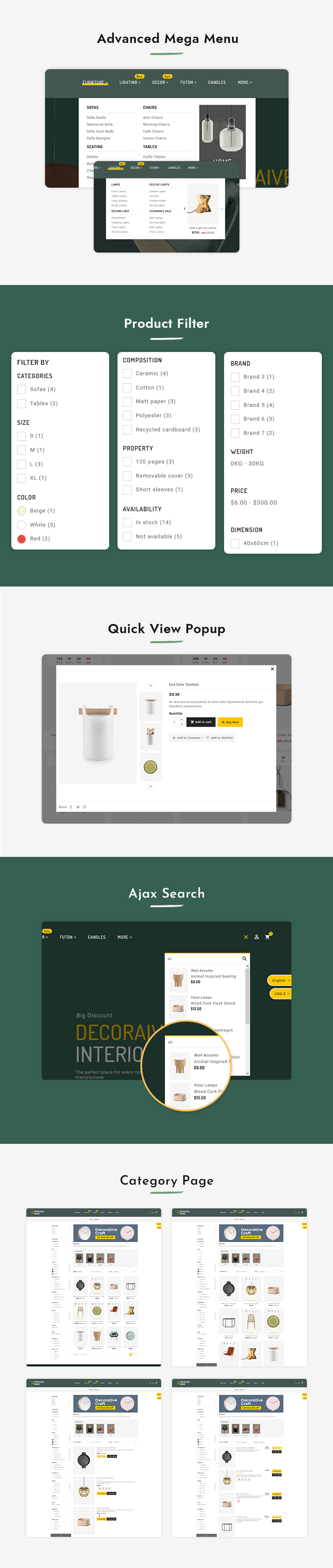 Woodie Desk Theme for Online furniture & home Decor Store