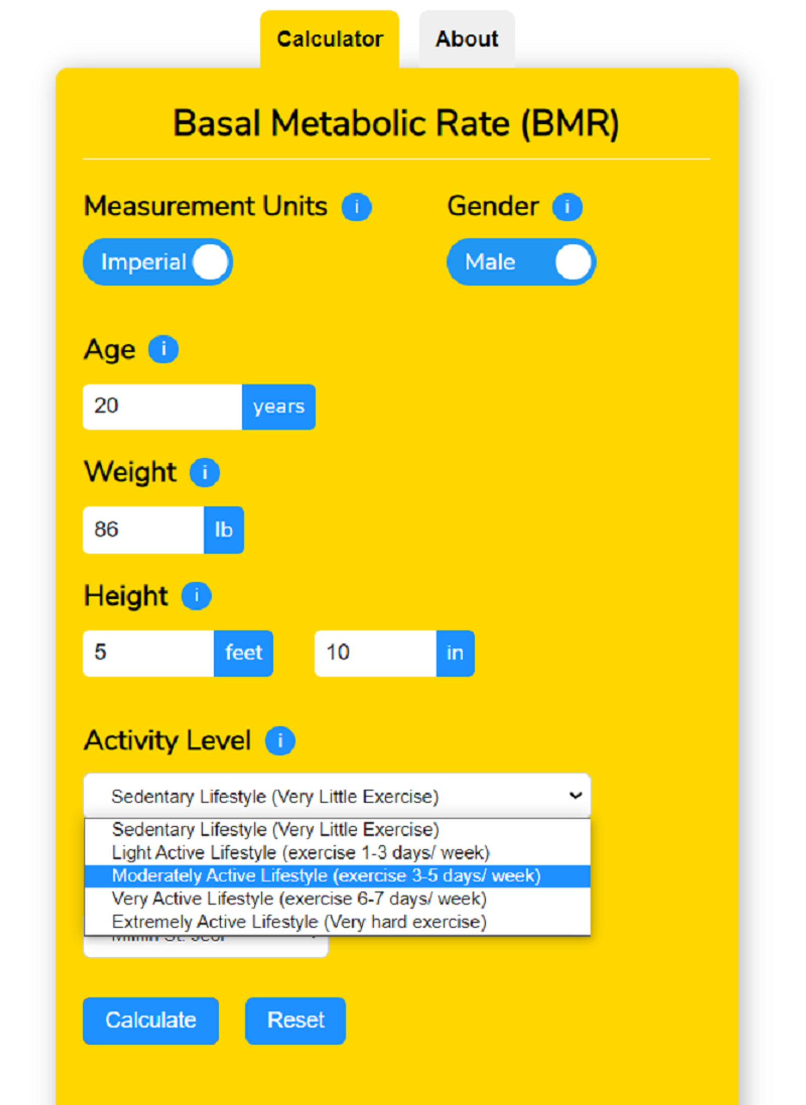 Basal Metabolic Rate (BMR) Calculator WordPress Plugin