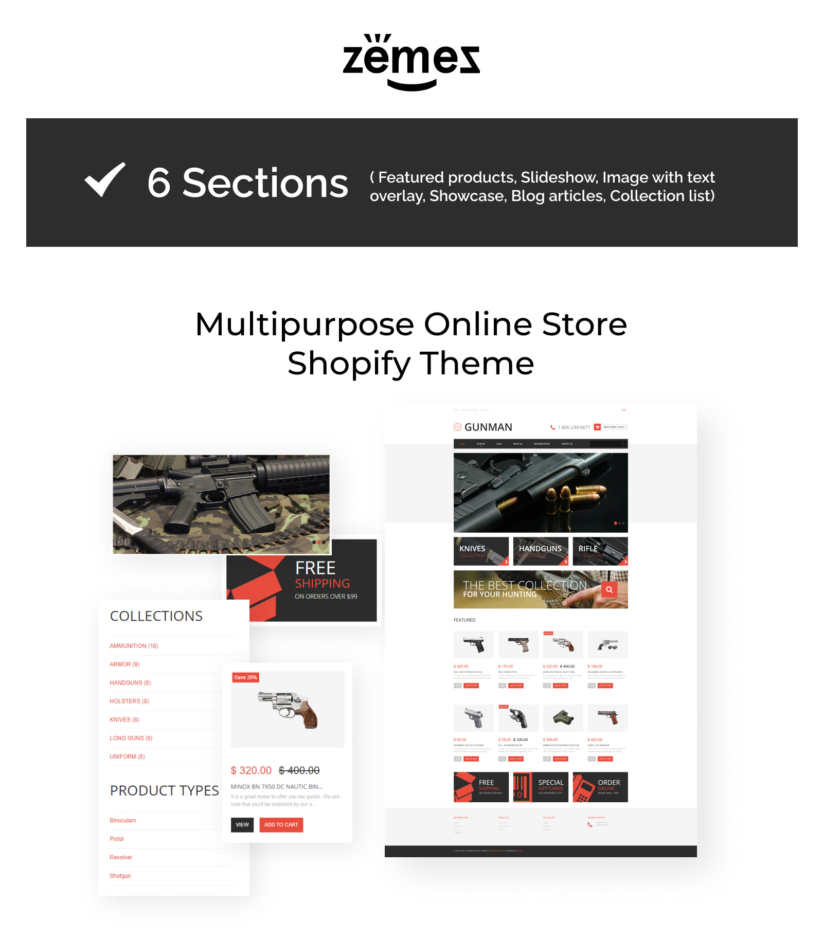Gun Shop Responsive Shopify Theme #49340 - TemplateMonster