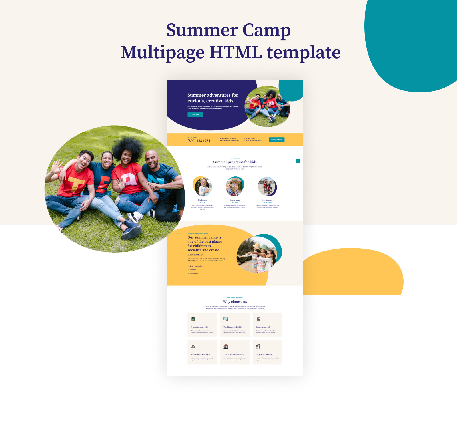 Gold Arrow Summer Camp HTML5 Website Template
