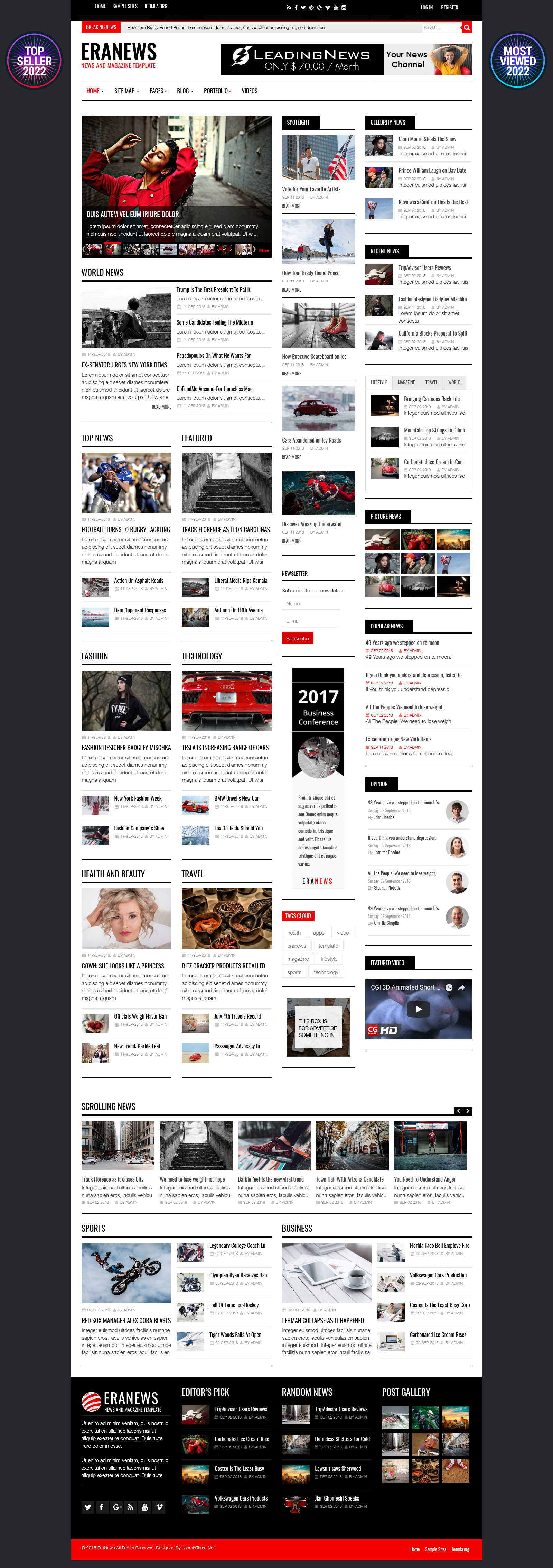 Eranews News and Magazine Joomla 5 joomla 4 and Joomla 3 Template