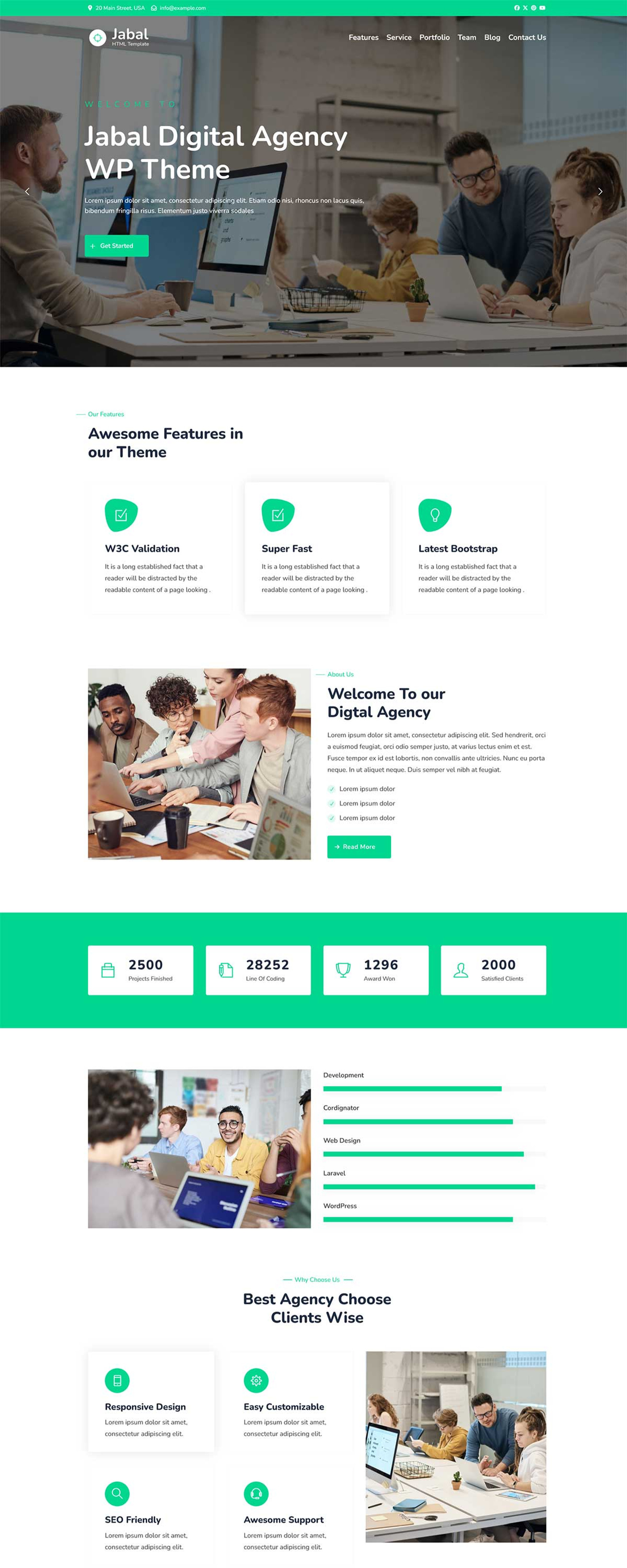 Jabal - Digital Agency One page WordPress Theme
