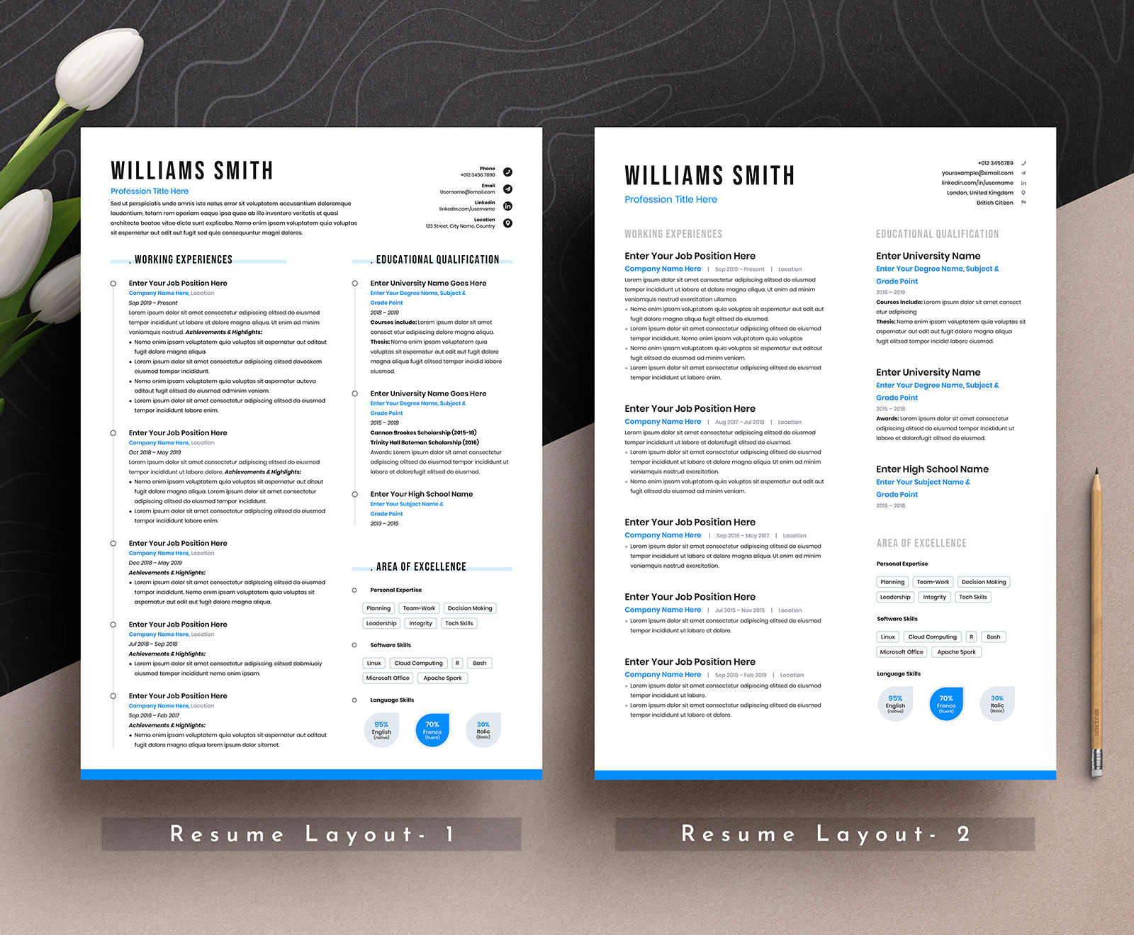 Free Clean Resume Cv Template with MS Word Apple Pages Powerpoint Format