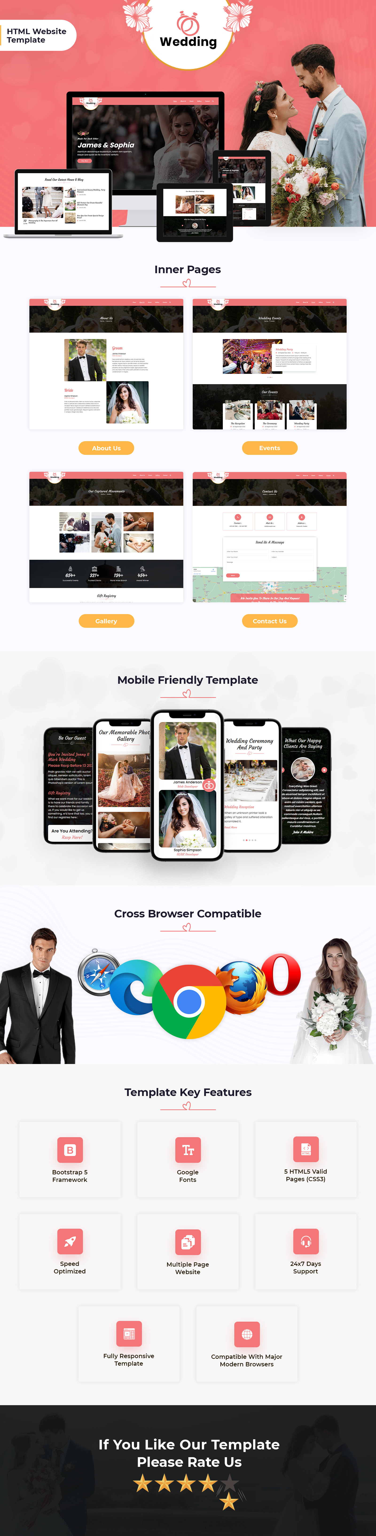 Wedding Invitation HTML Website Template - TemplateMonster