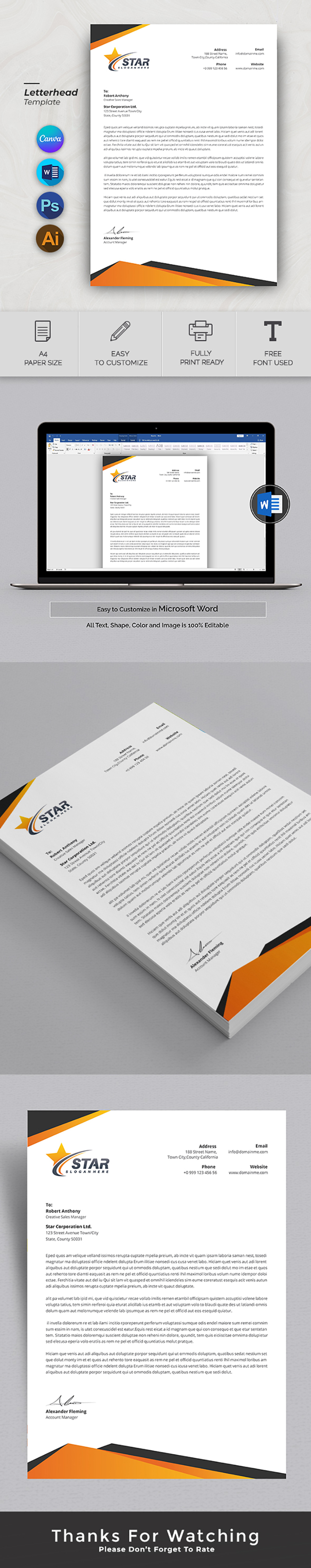 CANVA and MS Word Letterhead Template Design