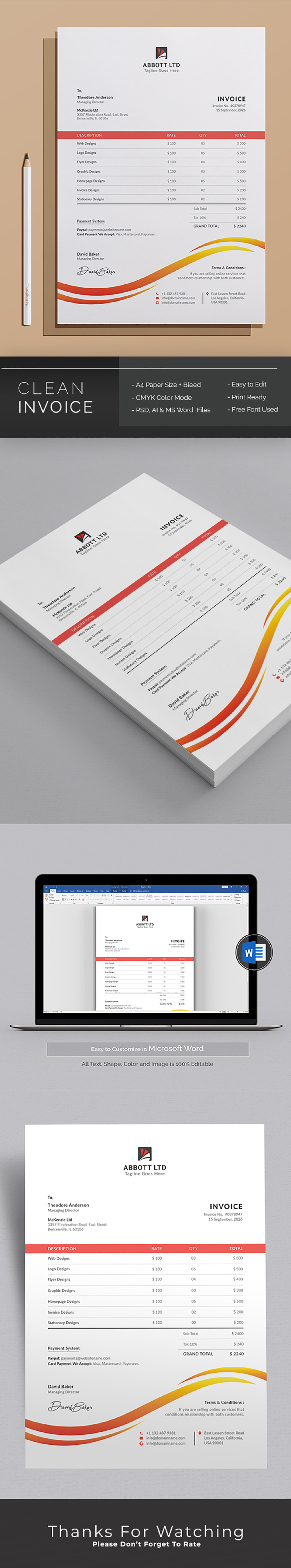 Modern Photography Invoice Design