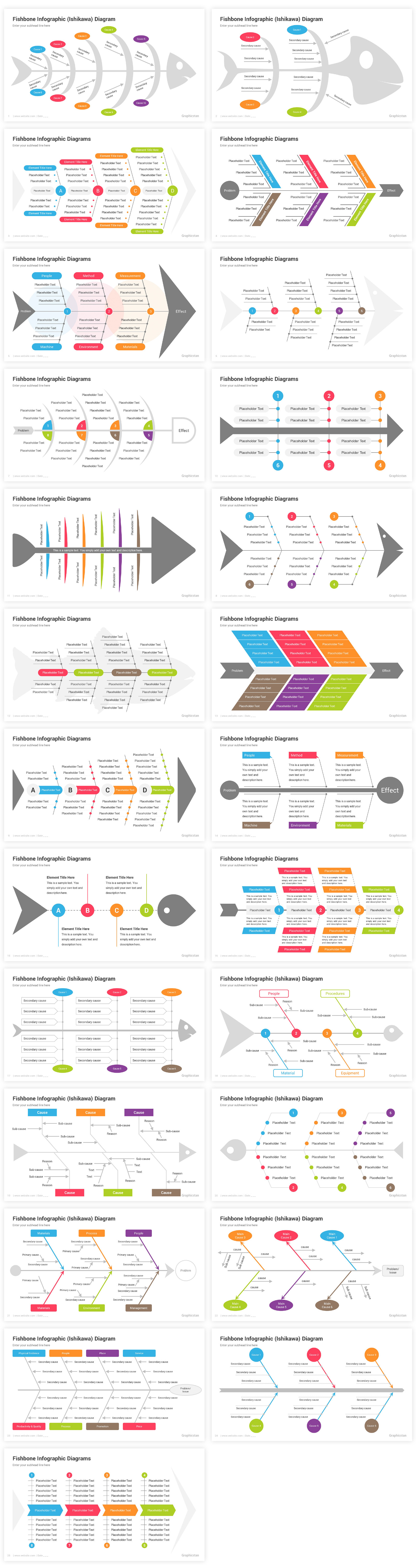 Fishbone or Ishikawa Diagrams PowerPoint Template