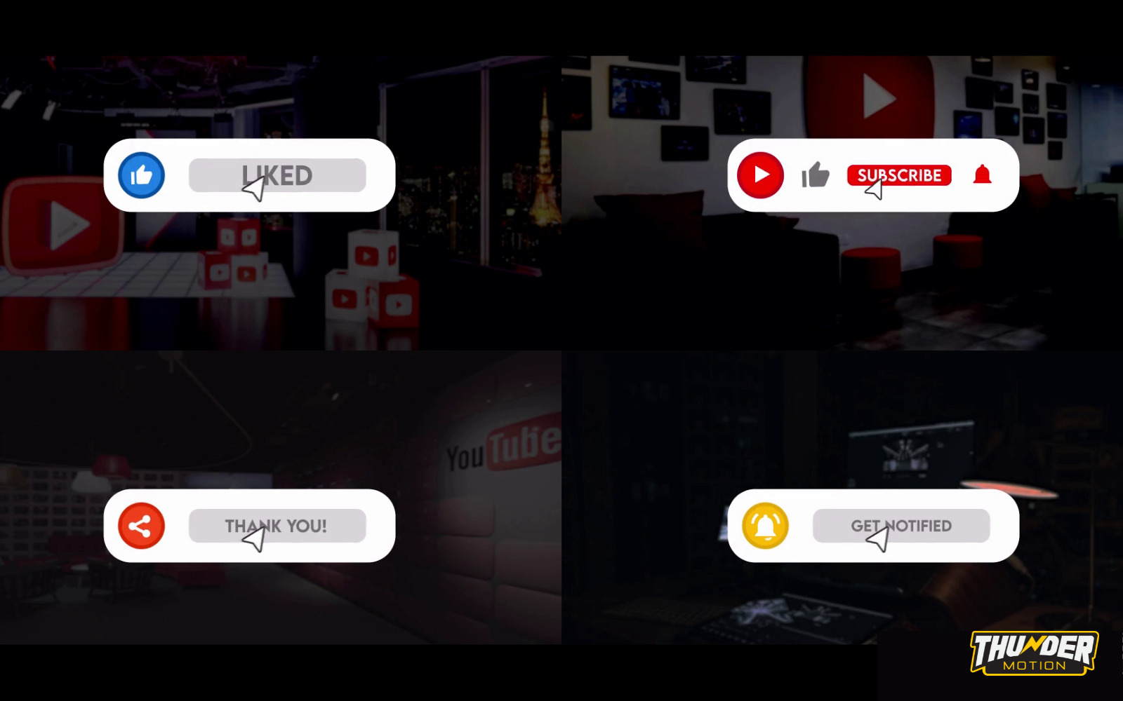 Clean Animated YouTube Subscribe Buttons Pack 4K - Stock Motion Graphics