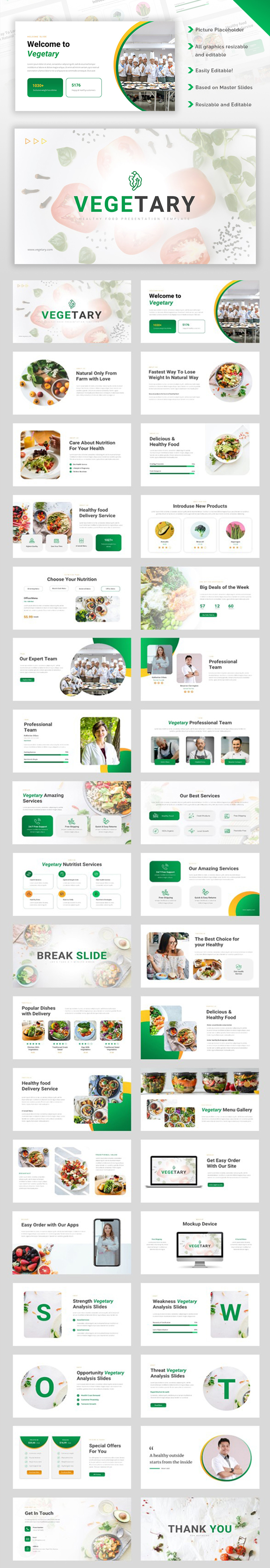 Vegetary - Healthy Food Presentation Google Slides Template