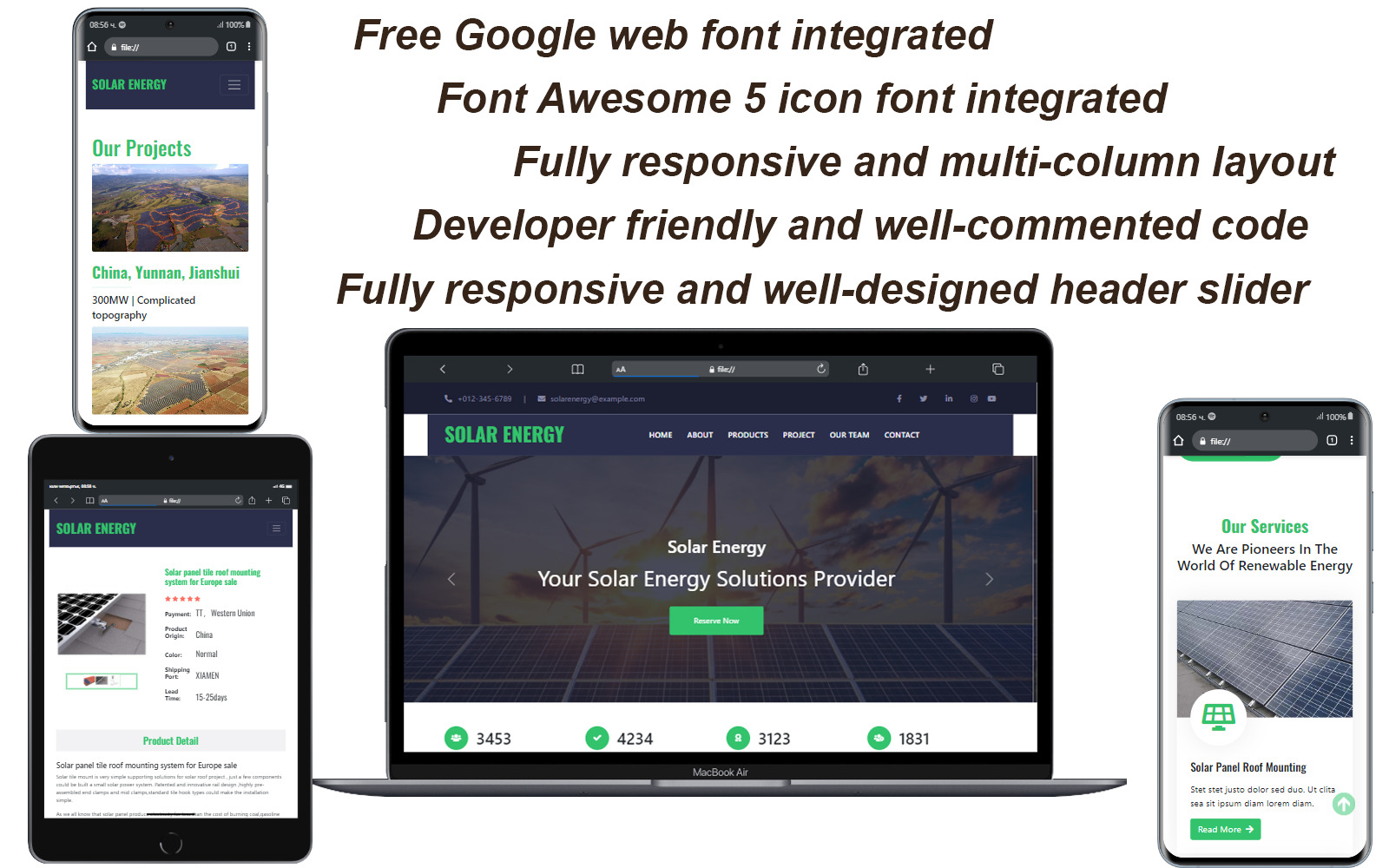 Solar Energy Responsive HTML Bootstrap Template