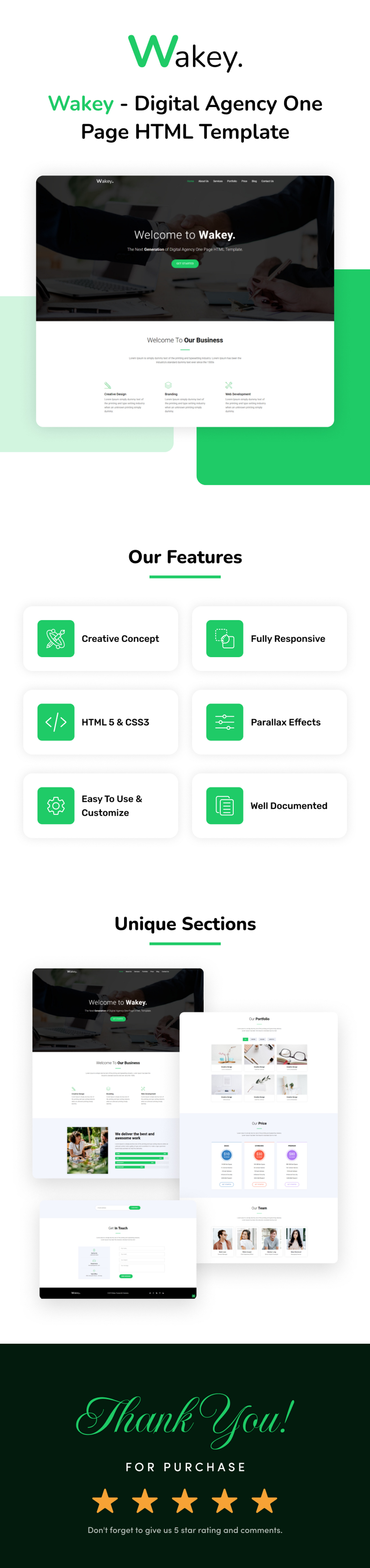 Wakey - Digital Agency One Page HTML Website Template