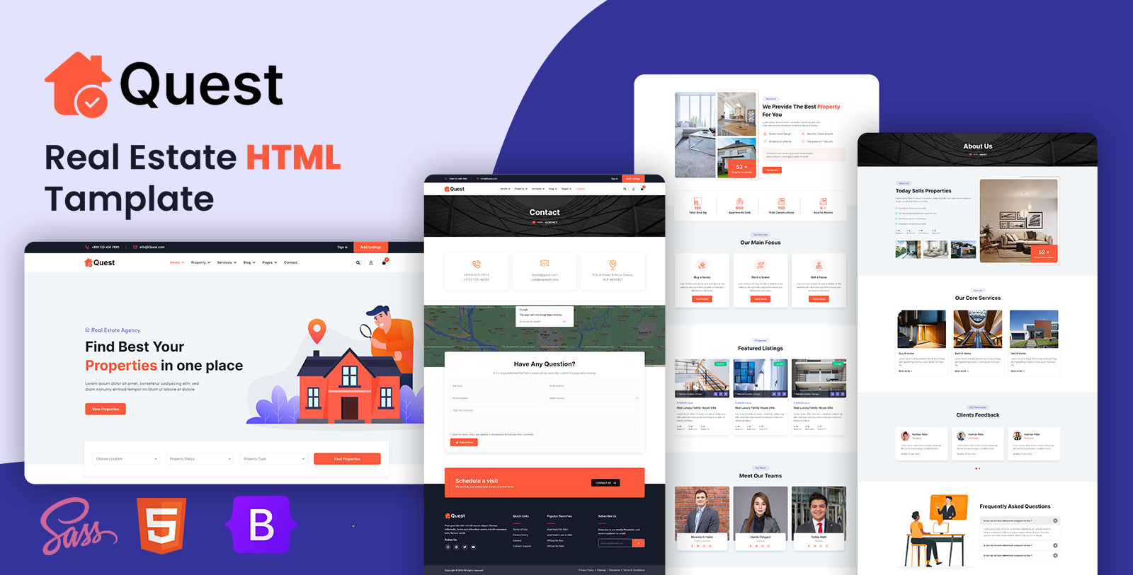 Quest Real Estate HTML Template 246895 TemplateMonster