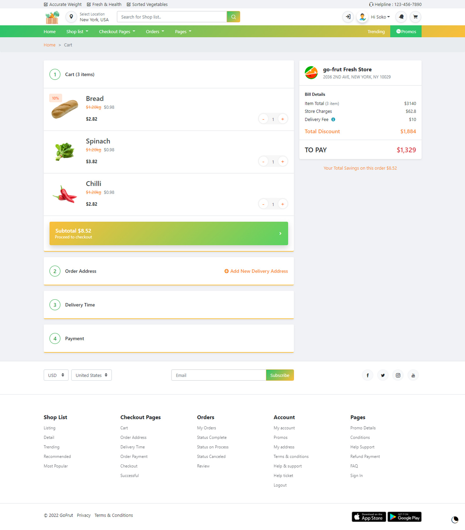 GoFrut SAAS Online Food Grocery Ordering HTML Web Template
