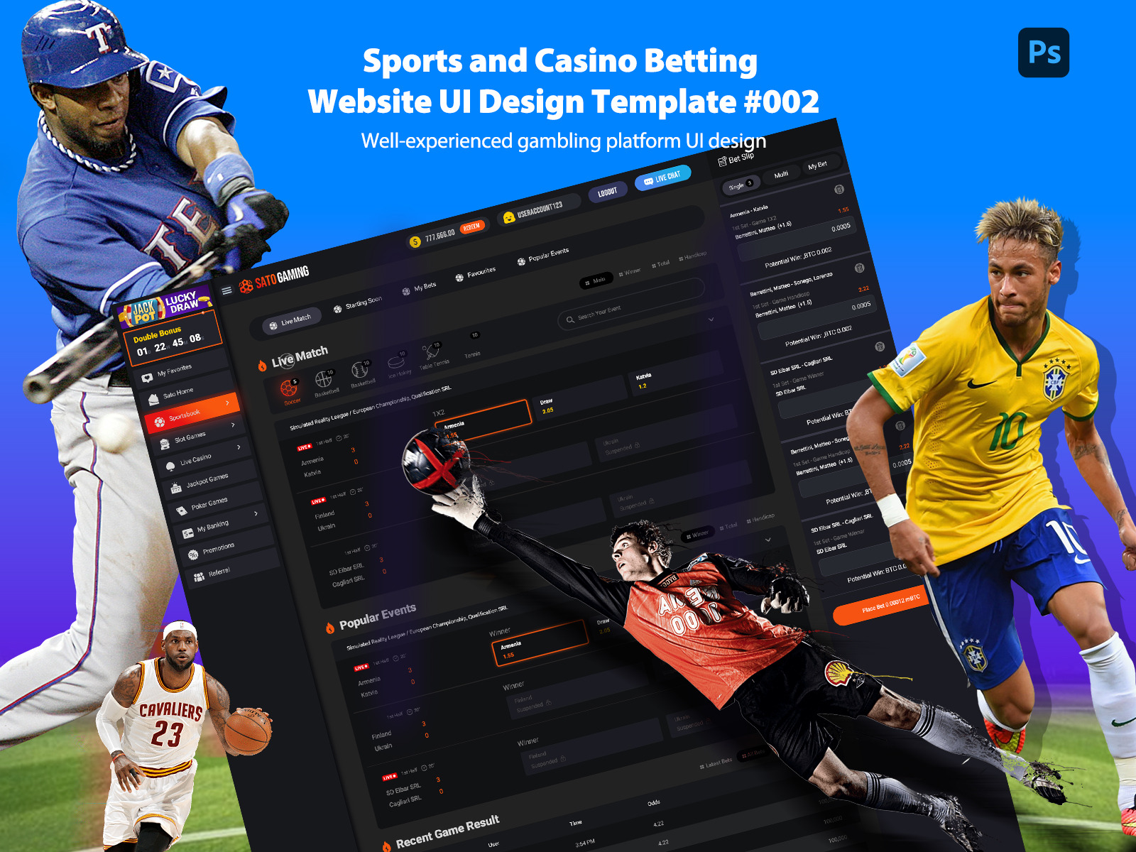 Plantilla de diseño de interfaz de usuario de sitio web de apuestas ...