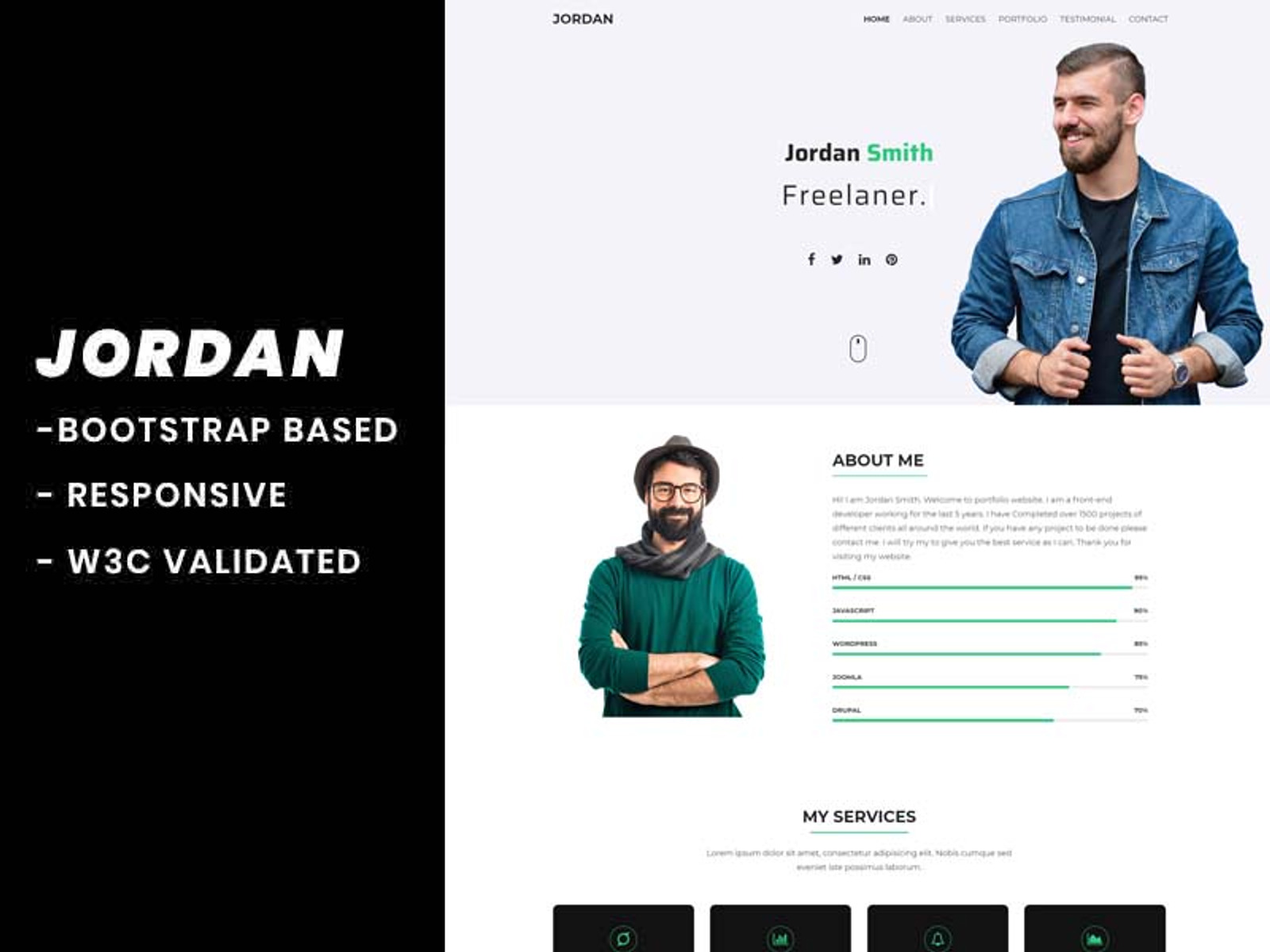 Jordan - Minimal Personal/Portfolio Template Landing Page Template