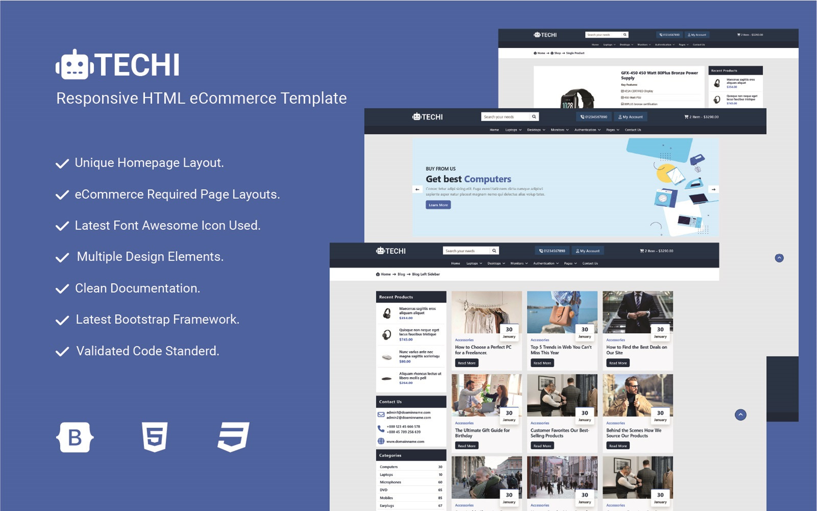 Techi - Responsive Bootstrap eCommerce HTML Template