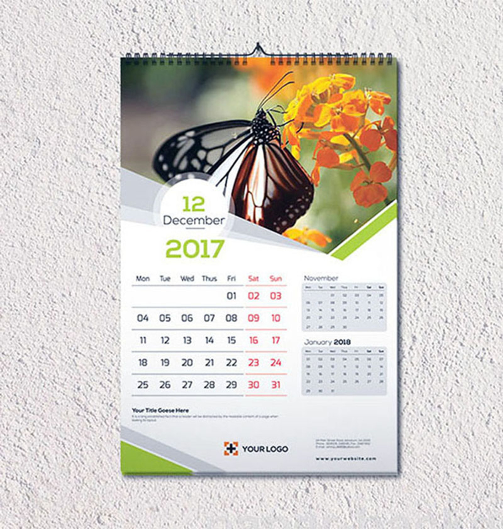 Creative Wall Calendar Template #279193 - TemplateMonster