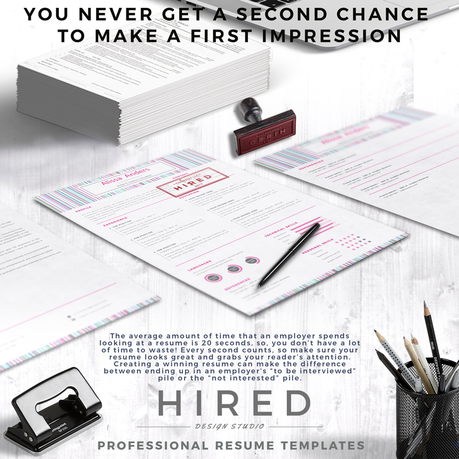 ALISSA - 1 Page Resume Template, CV for Word and Pages, Creative Resume ...