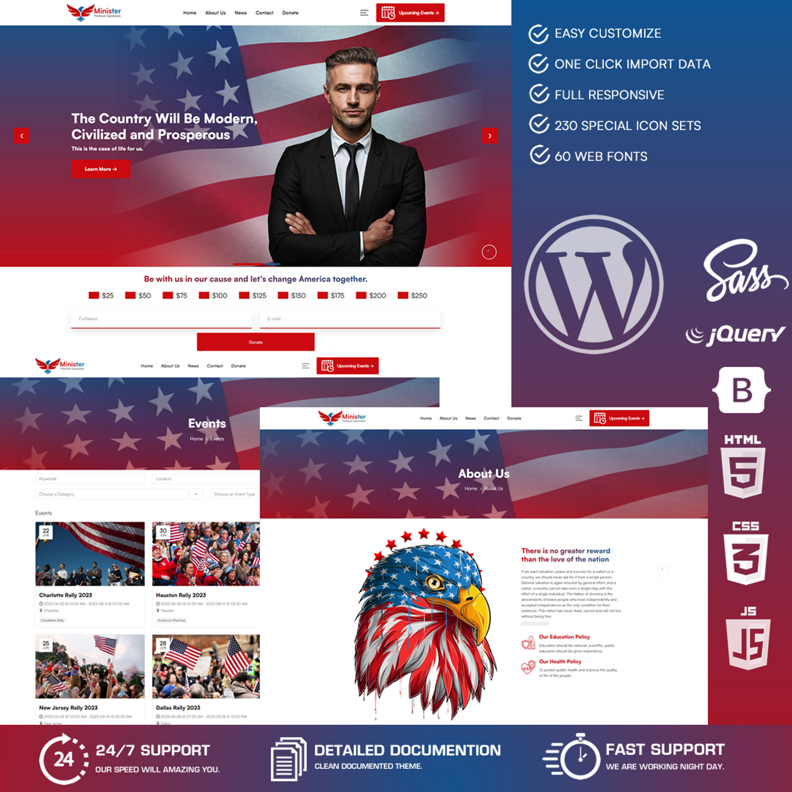 Minister Political Candidate WordPress Theme