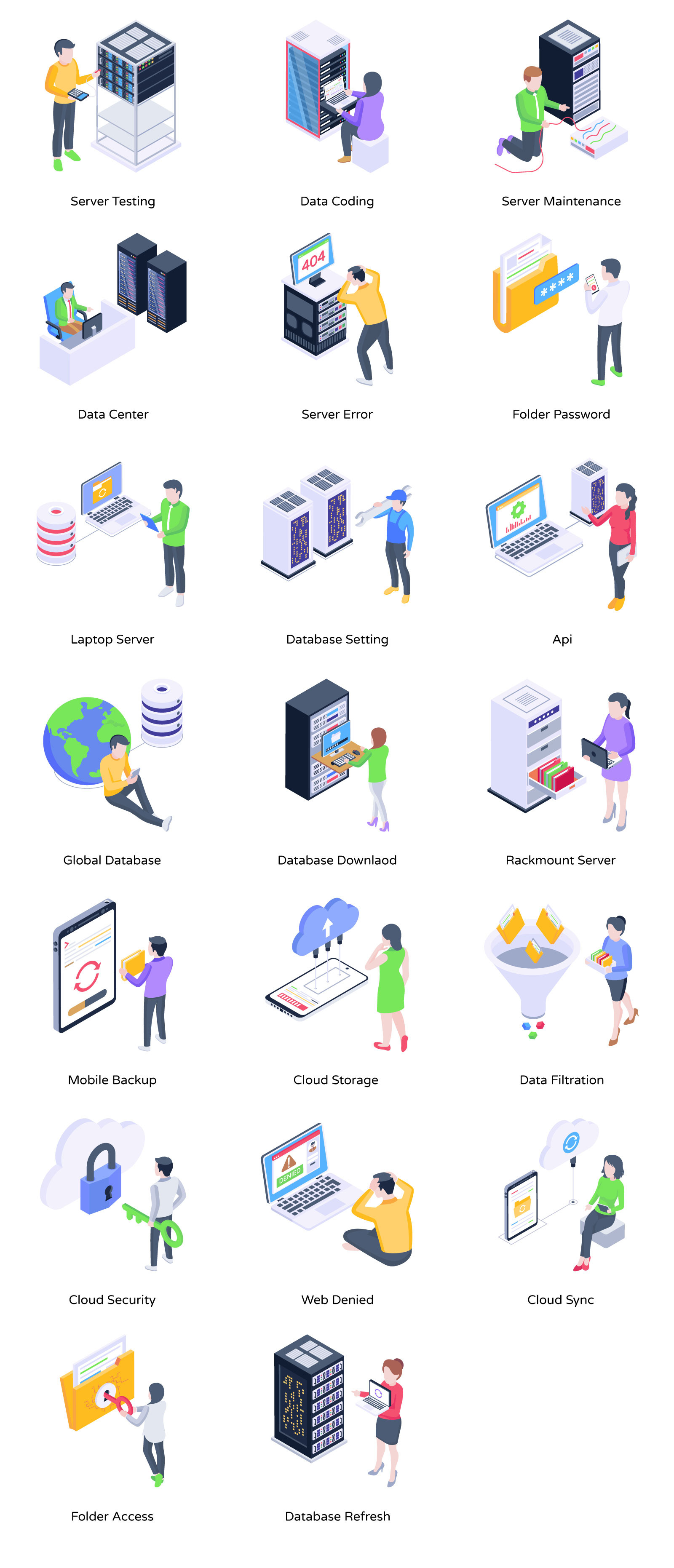 50 Isometric Data Technology Vectors - TemplateMonster
