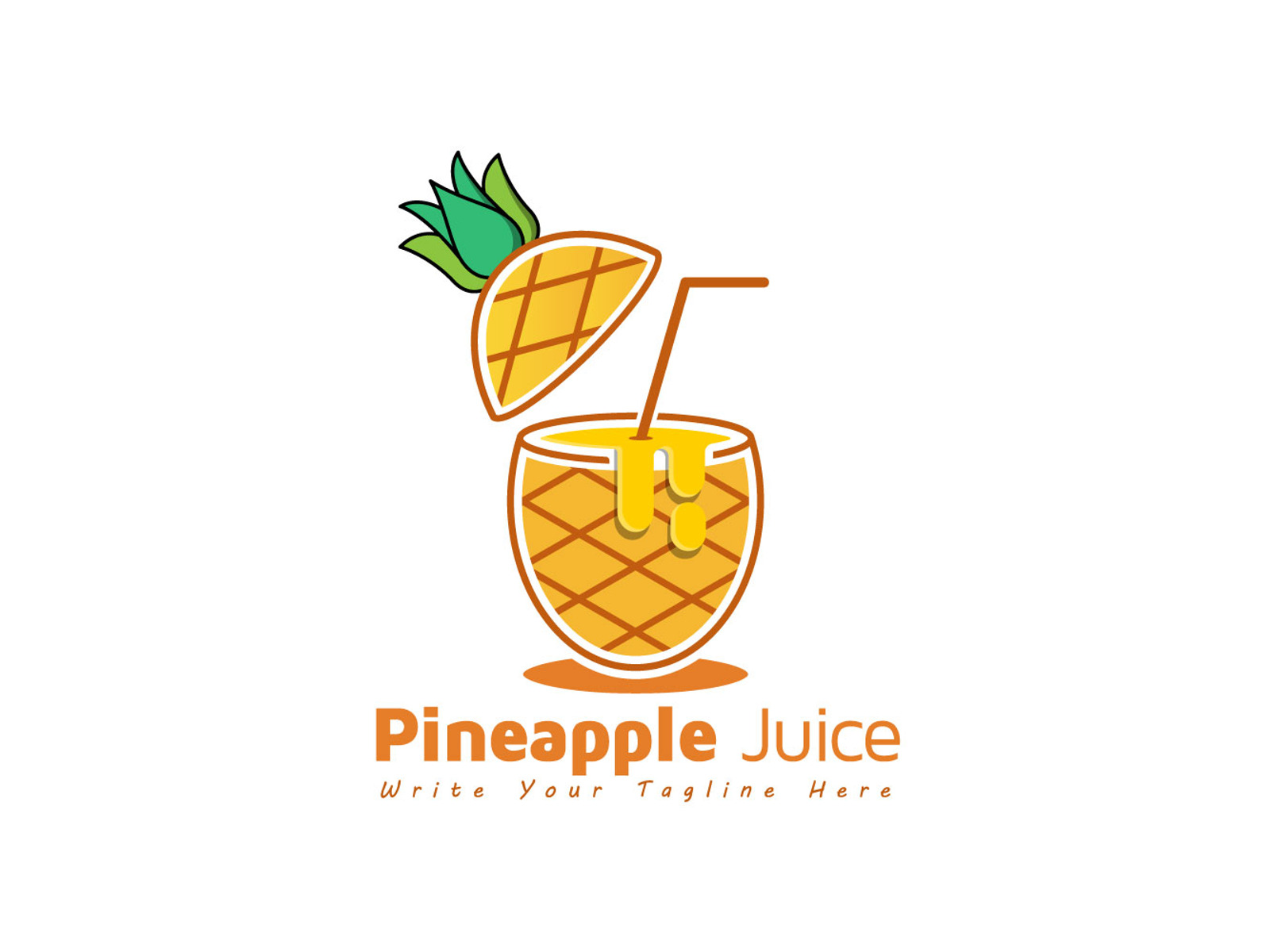 Fresh juice logo icon vector design, pineapple juice logo, drinking