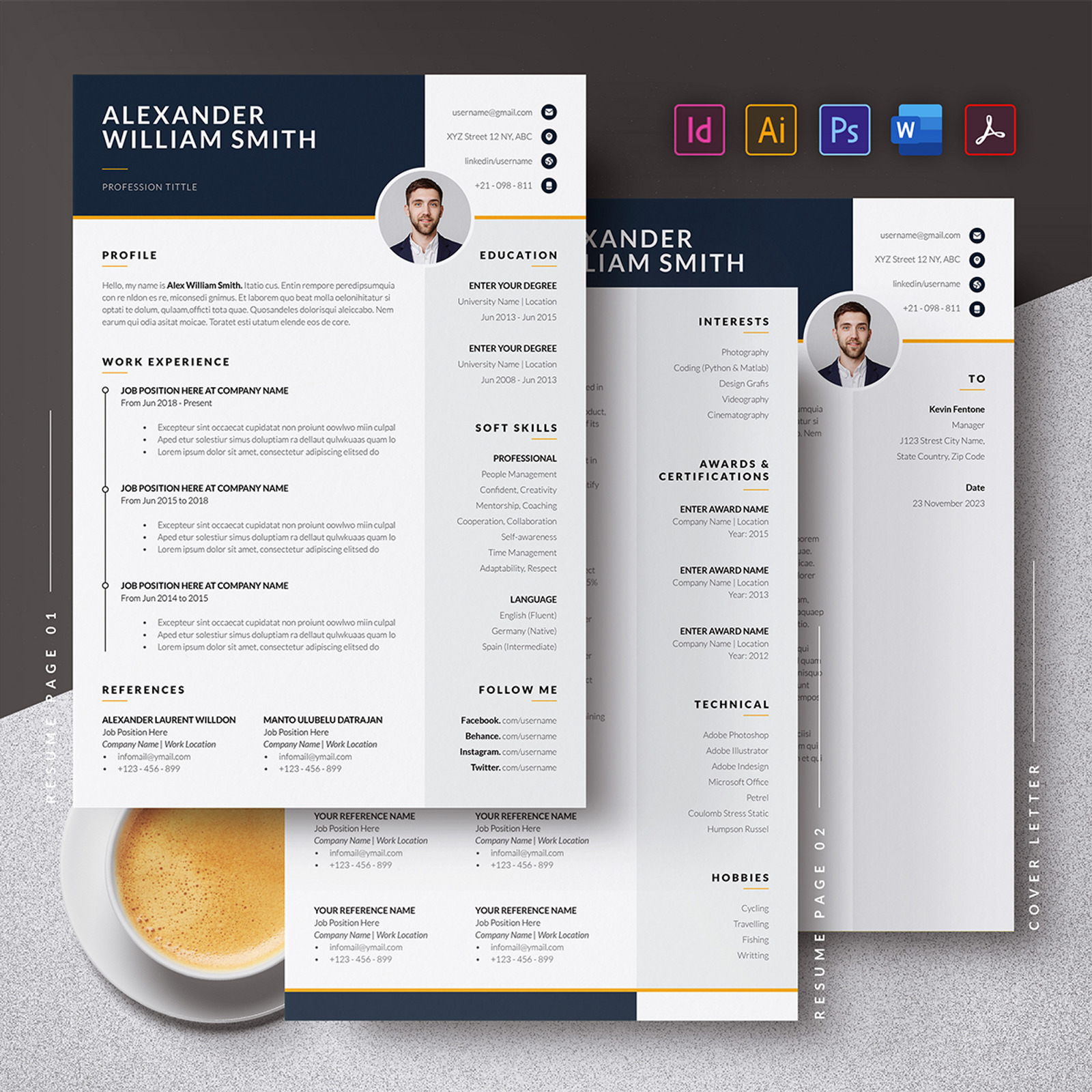 Modern Resume or CV Template #345381 - TemplateMonster