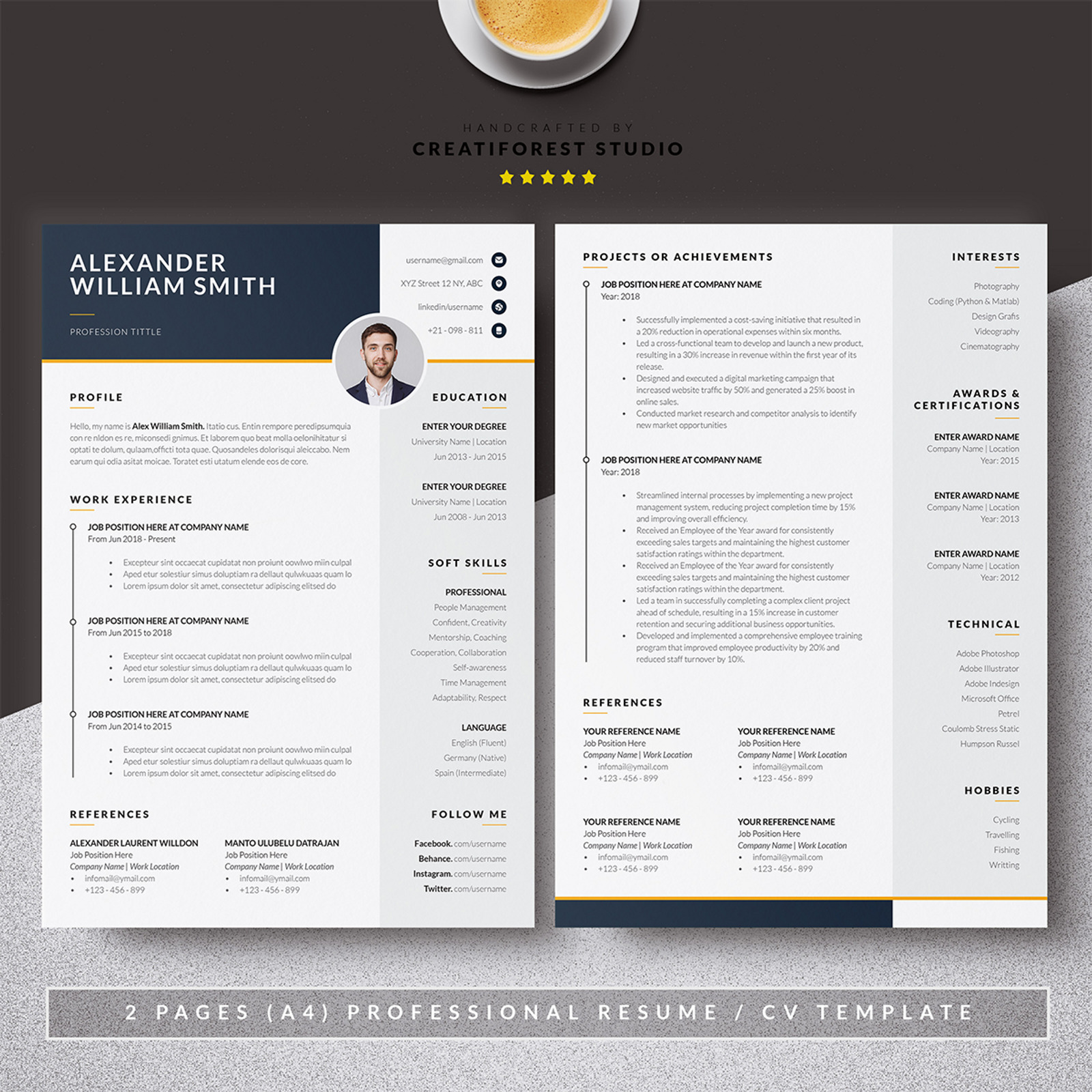 Modern Resume or CV Template #345381 - TemplateMonster