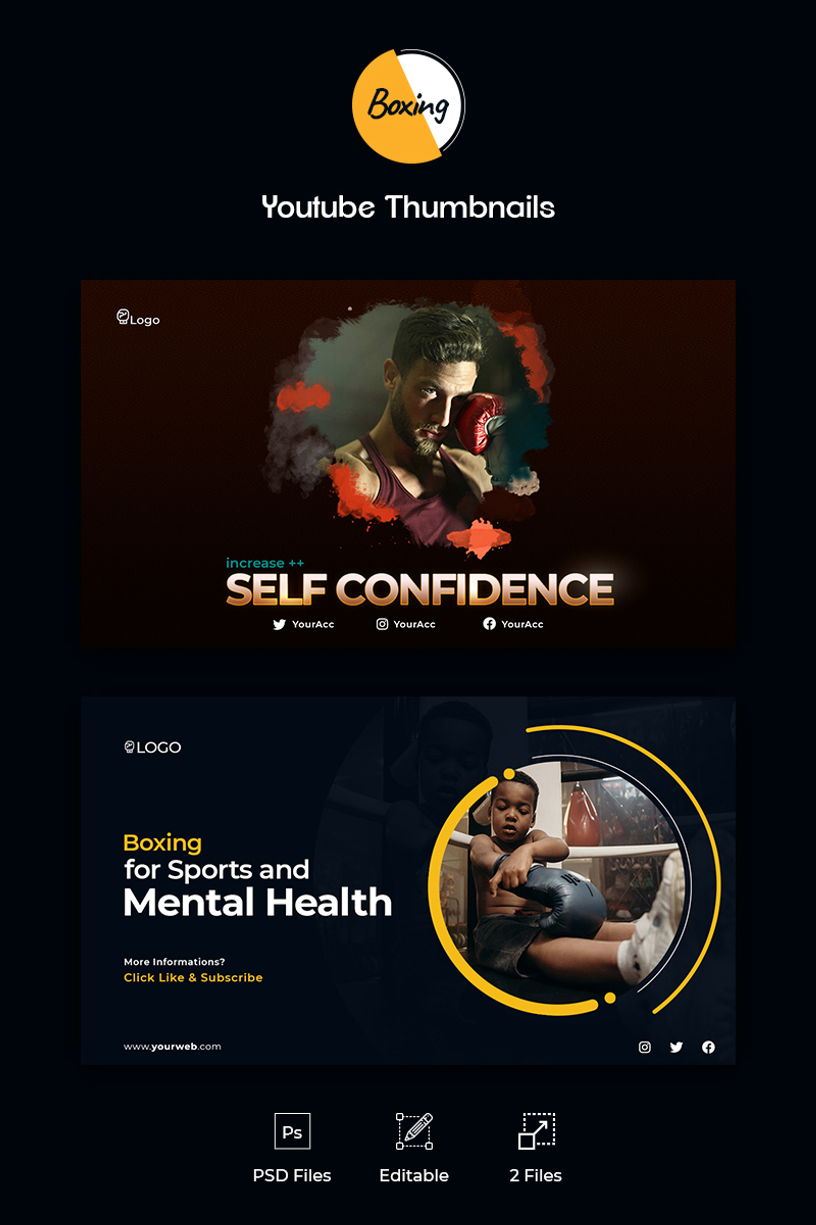 Boxing - Youtube Thumbnail Templates, Suitable for Web Banner and ...