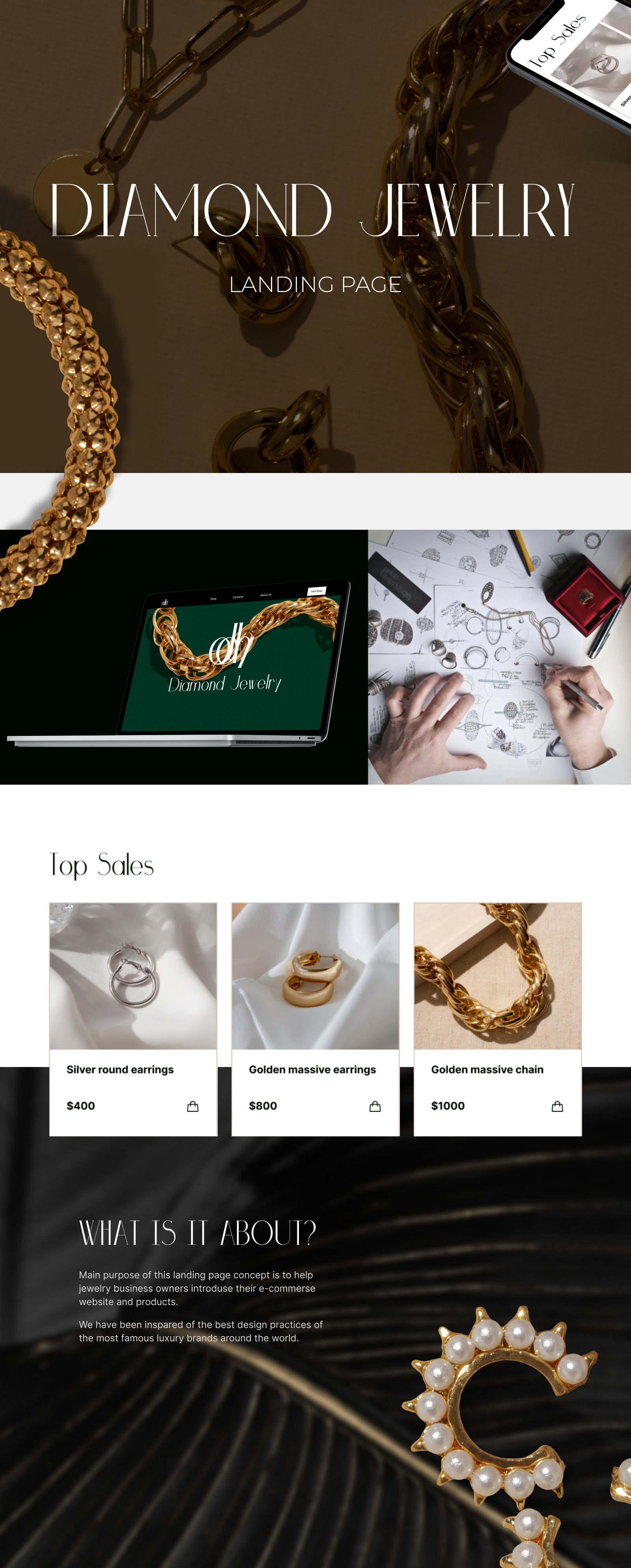 Diamond Jewelry — Landing page for Jewelry Brands UI Template