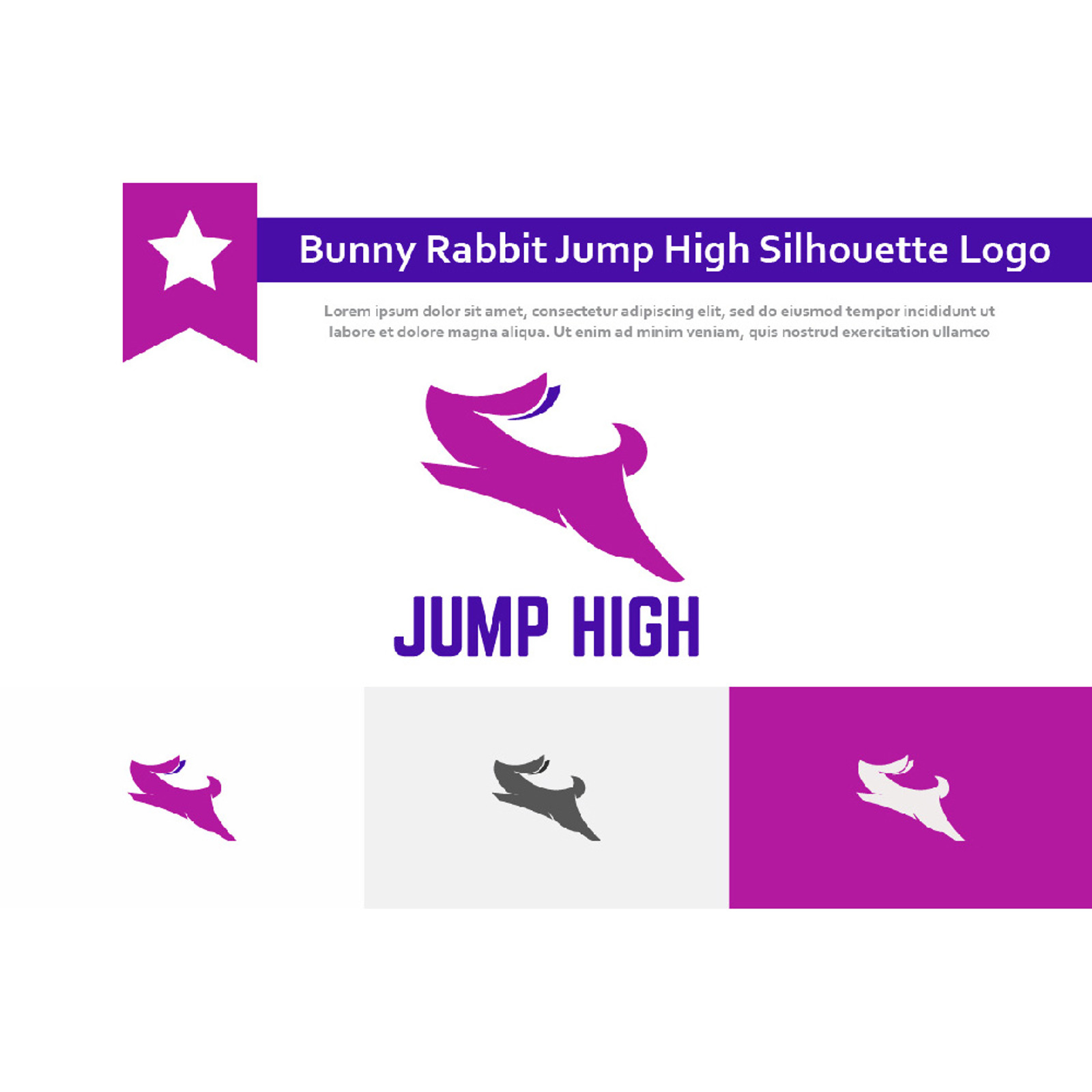 Bunny Rabbit Hare Run Jump High Silhouette Logo