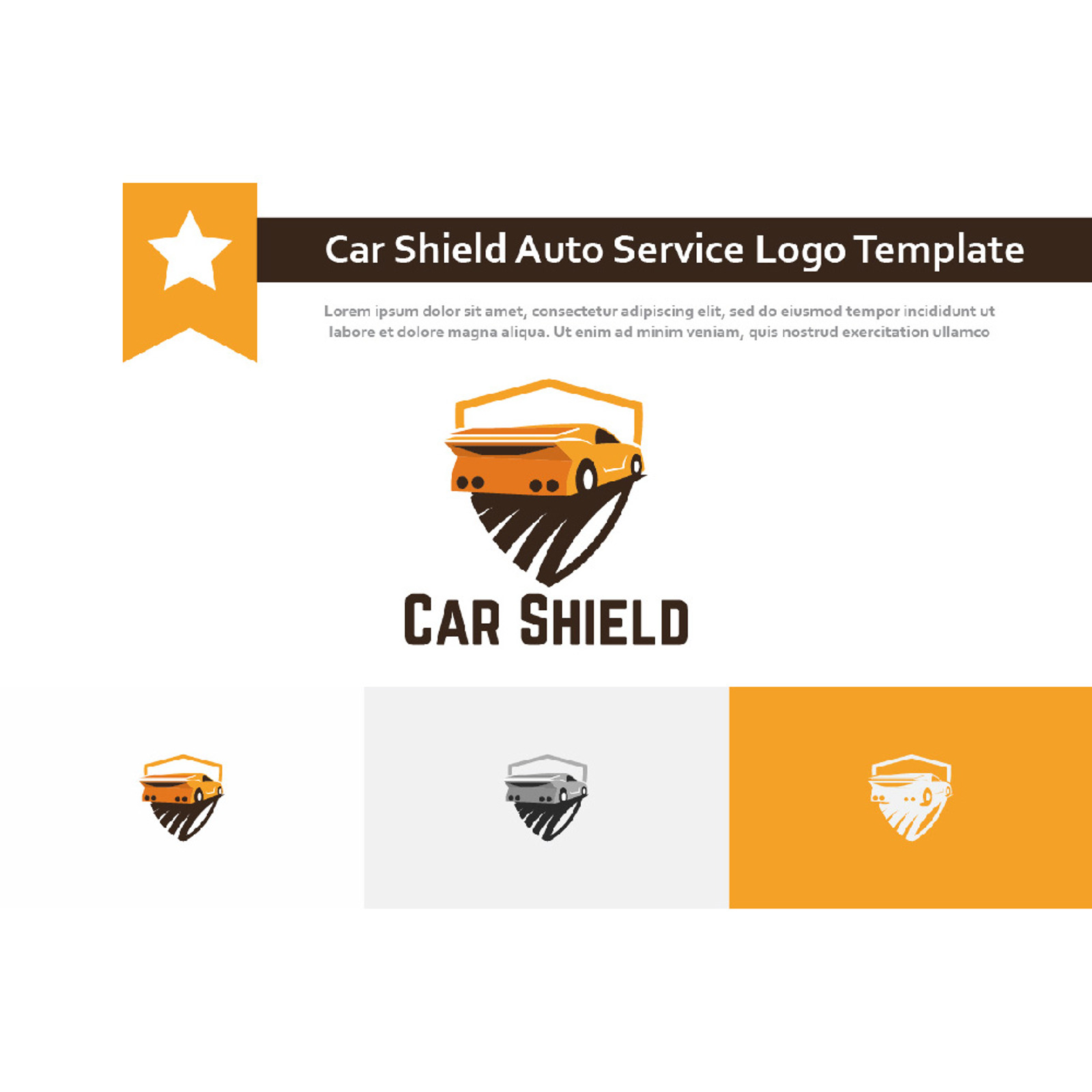 Car Shield Garage Repair Protection Shop Auto Service Logo Template