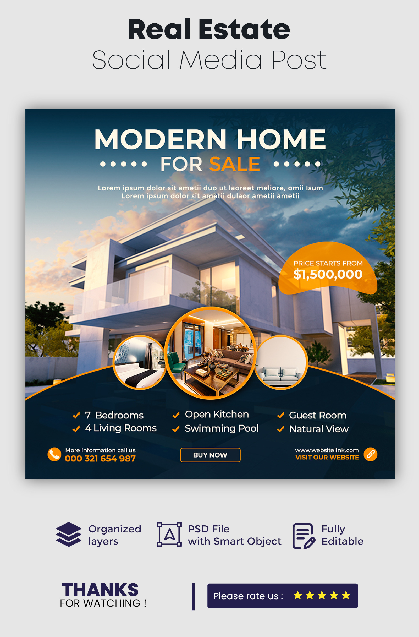 Real Estate Social Media Post Template 1 - TemplateMonster