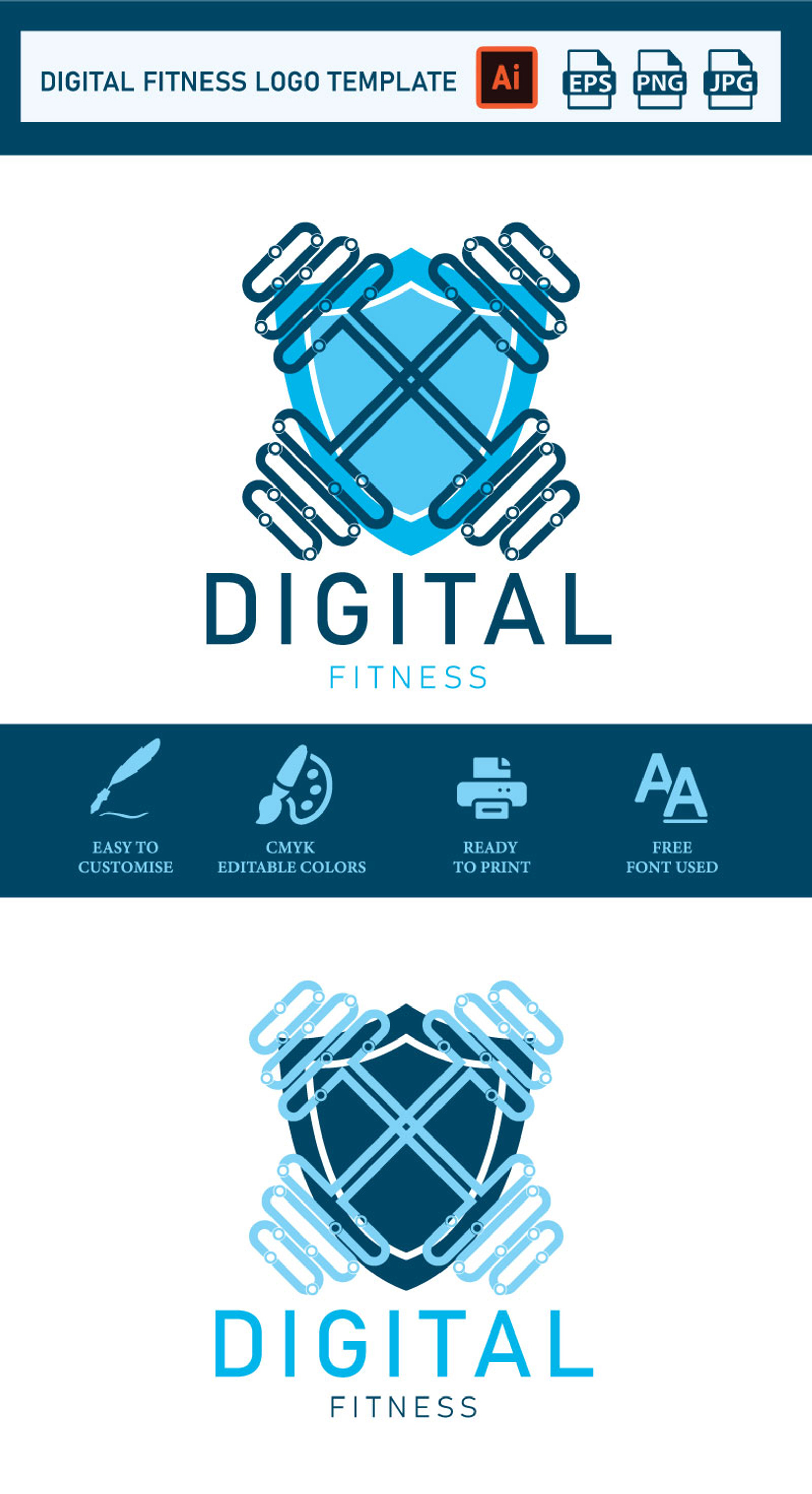 Digital Fitness Logo Template Fitness Logo