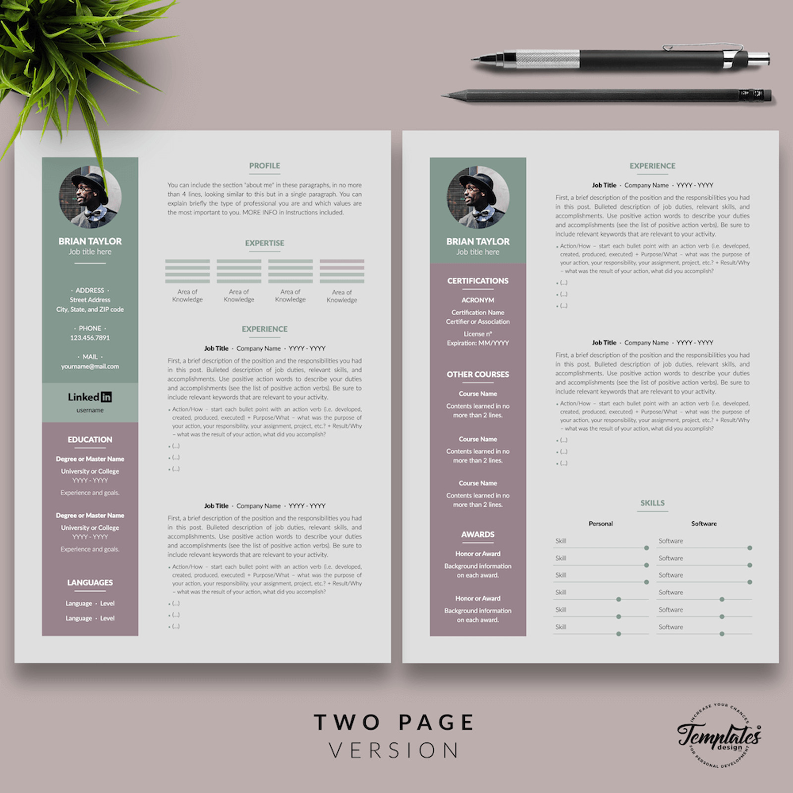 Brian Taylor - Modern CV Resume Template with Cover Letter for ...