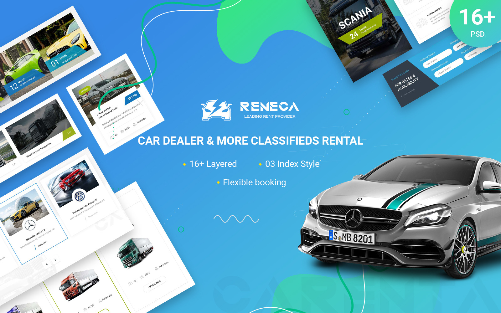 Reneca - Car Rental & Shop PSD Template - TemplateMonster